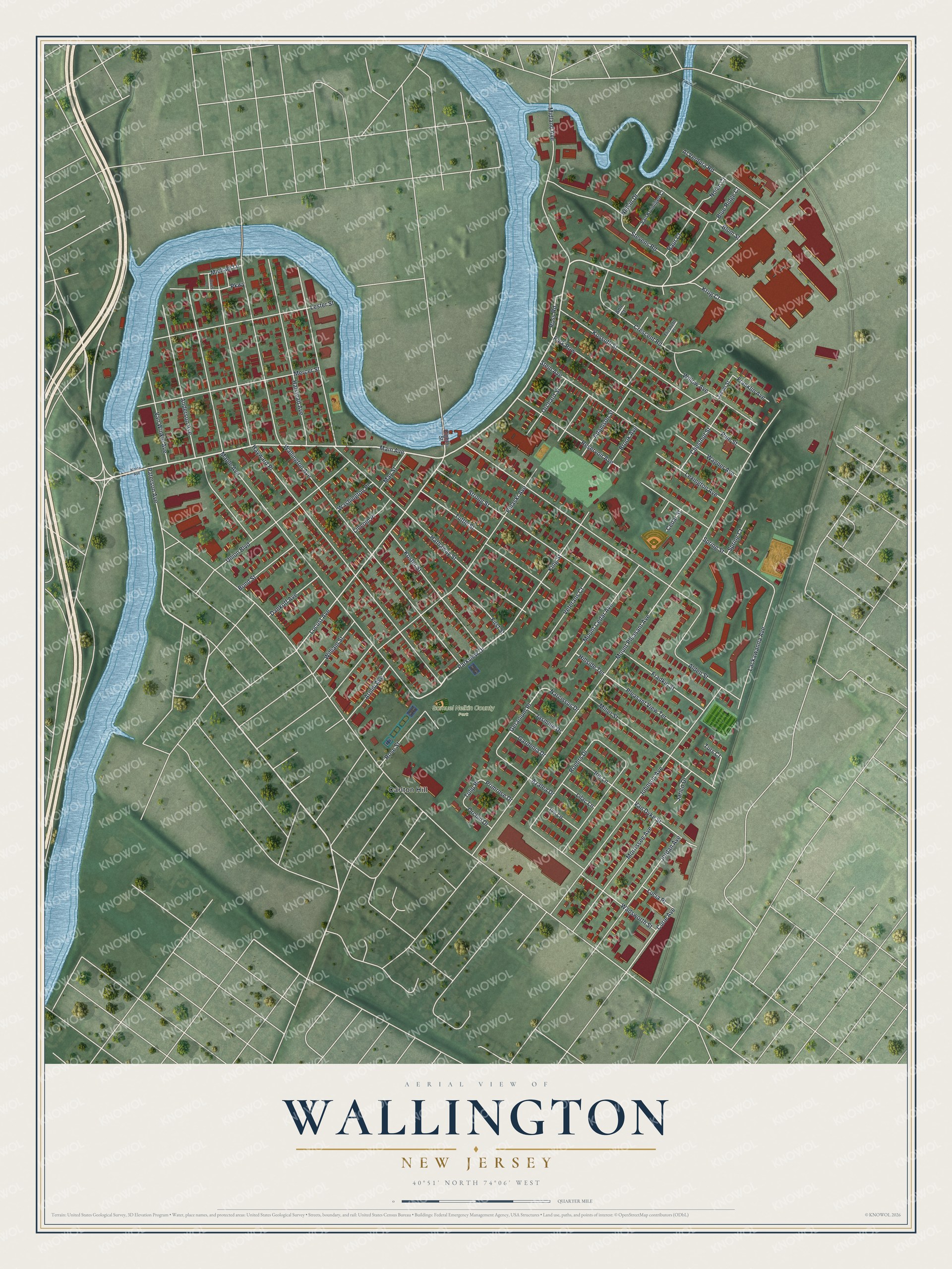 Watermarked full-map preview of Wallington, New Jersey