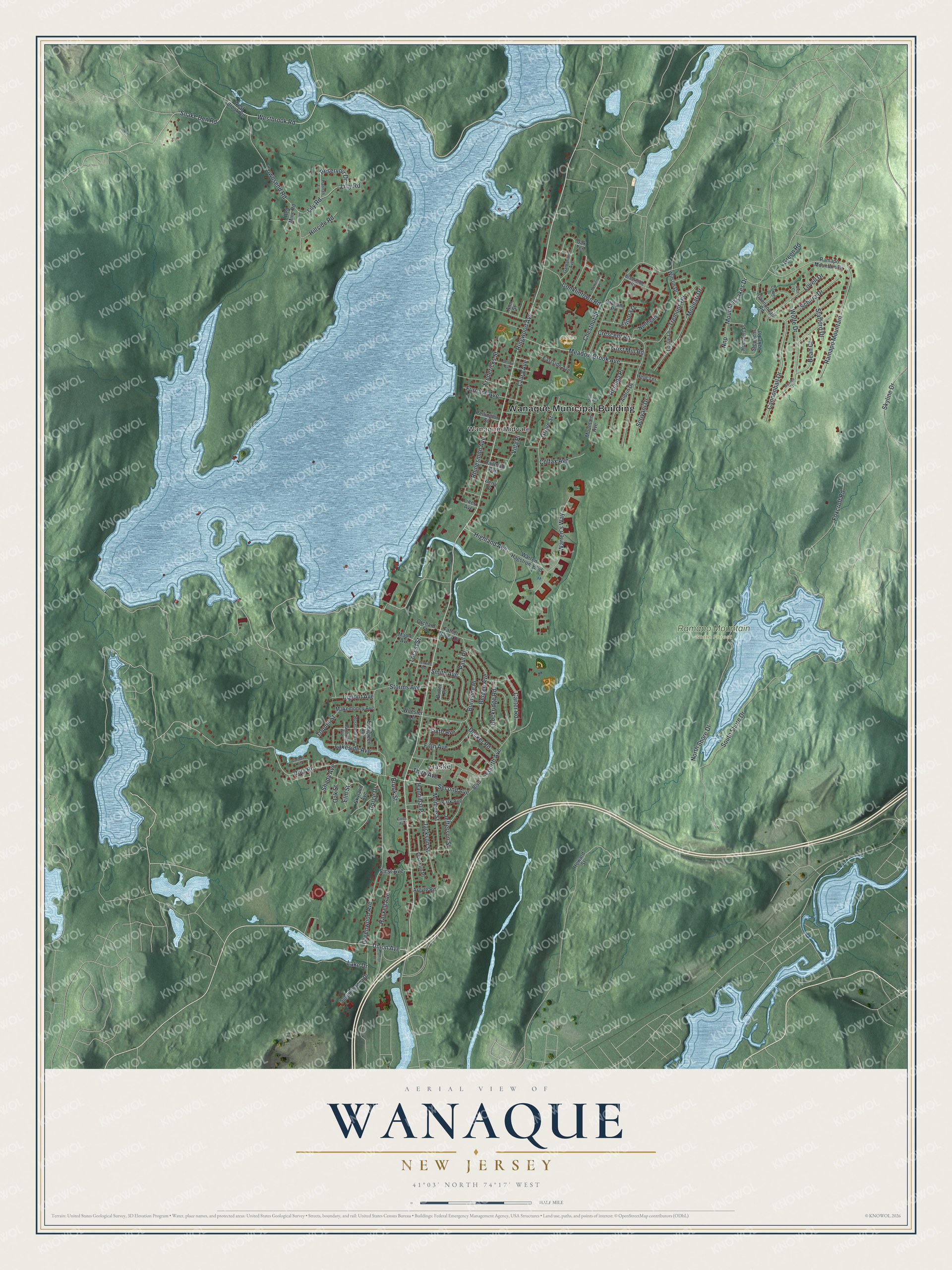 Watermarked full-map preview of Wanaque, New Jersey