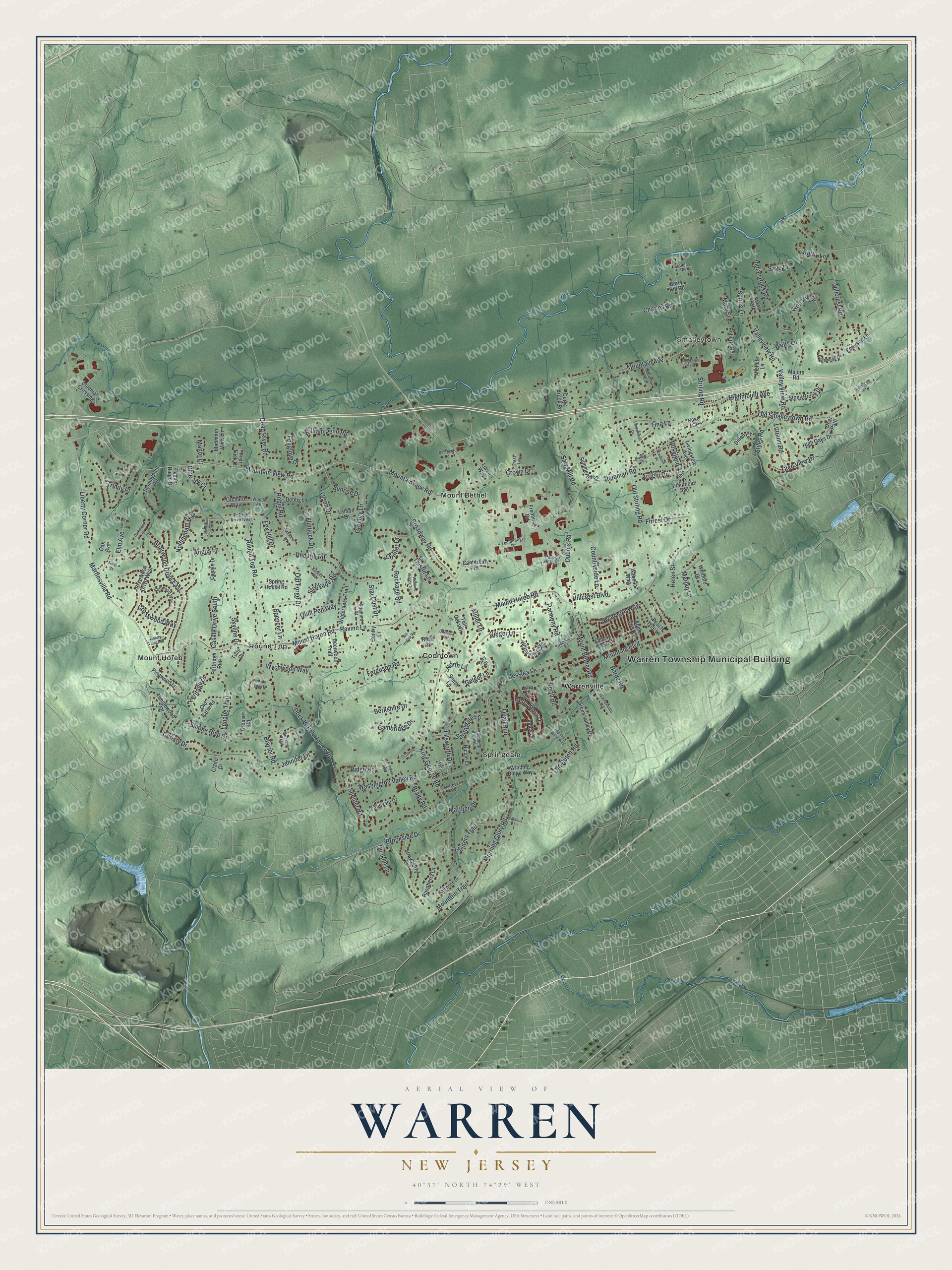Watermarked full-map preview of Warren, New Jersey