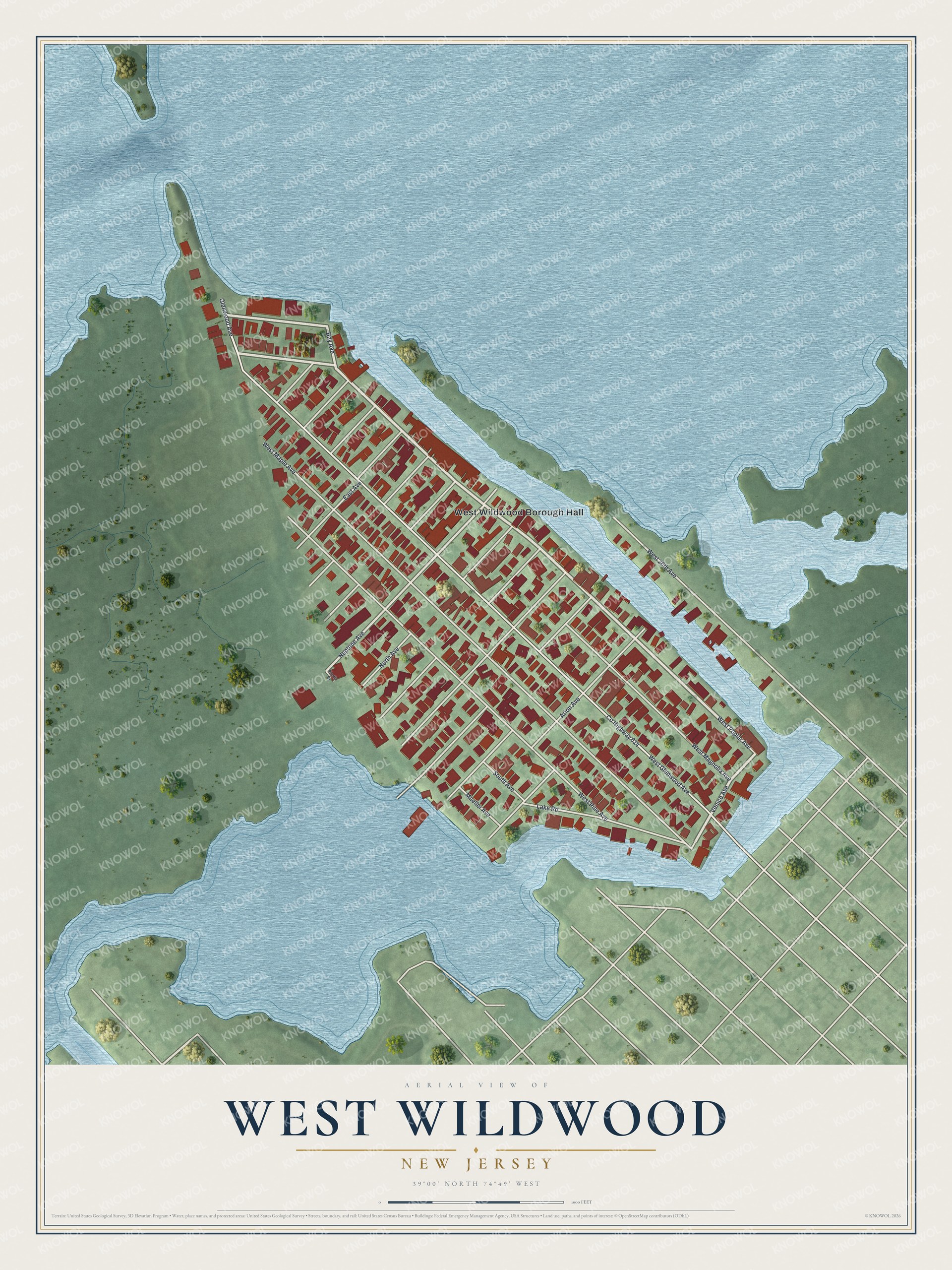 Watermarked full-map preview of West Wildwood, New Jersey