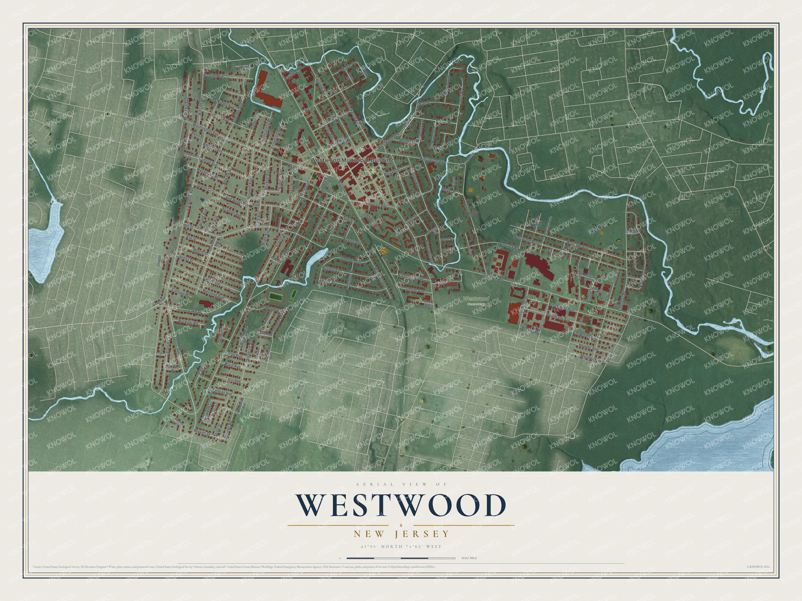 Watermarked full-map preview of Westwood, New Jersey