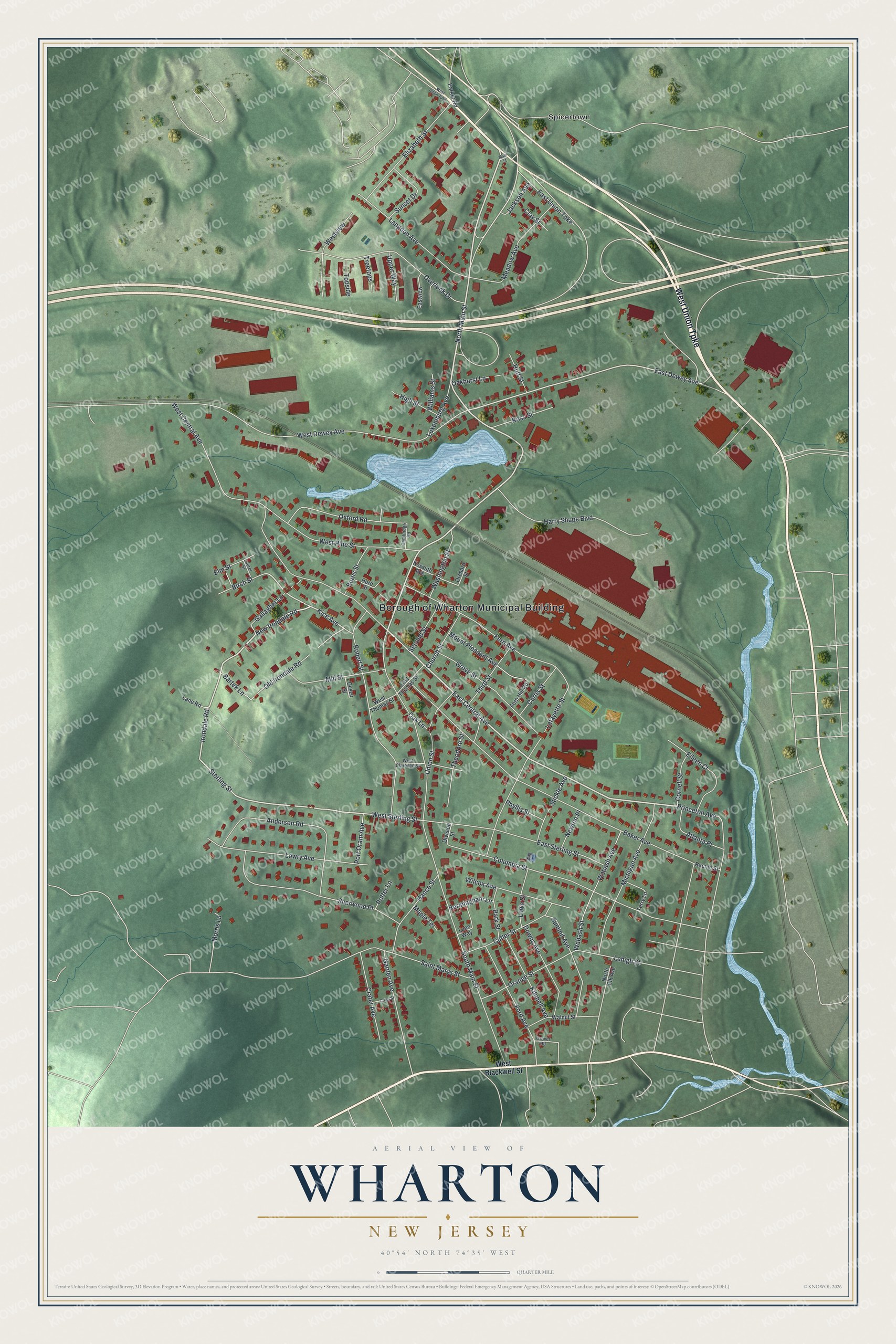 Watermarked full-map preview of Wharton, New Jersey