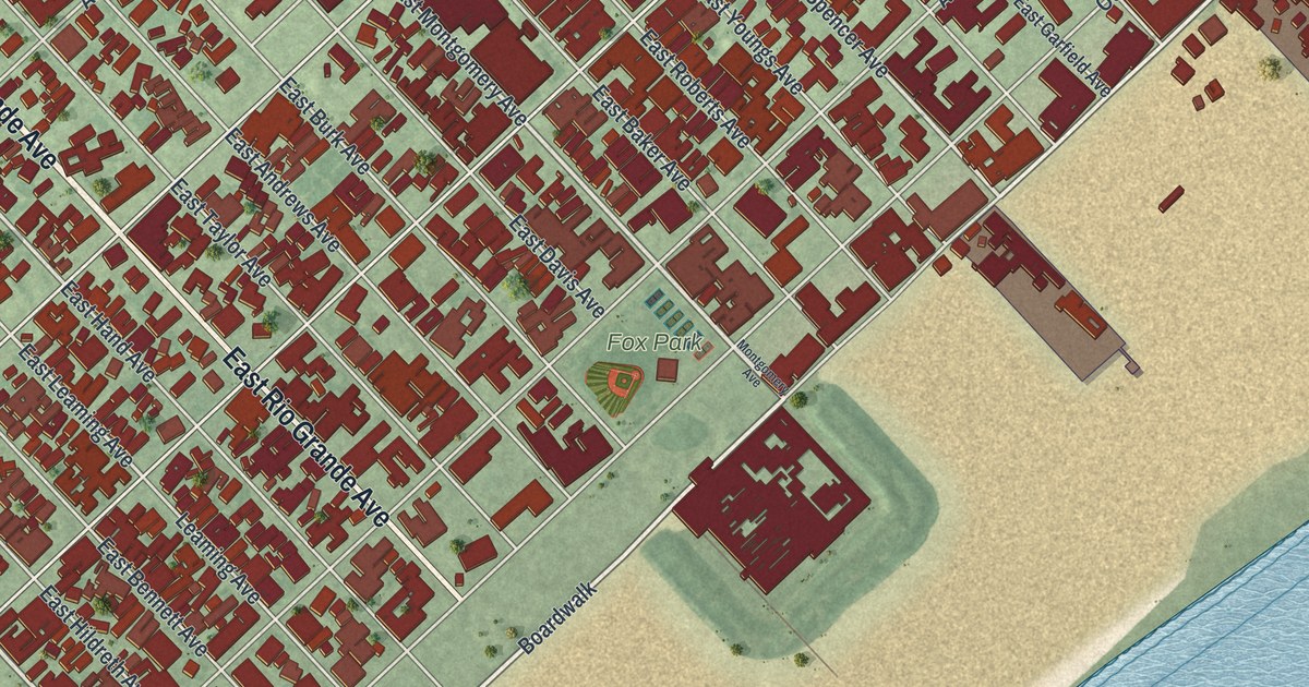 Map of Wildwood, New Jersey, Drawn Like an Old Atlas