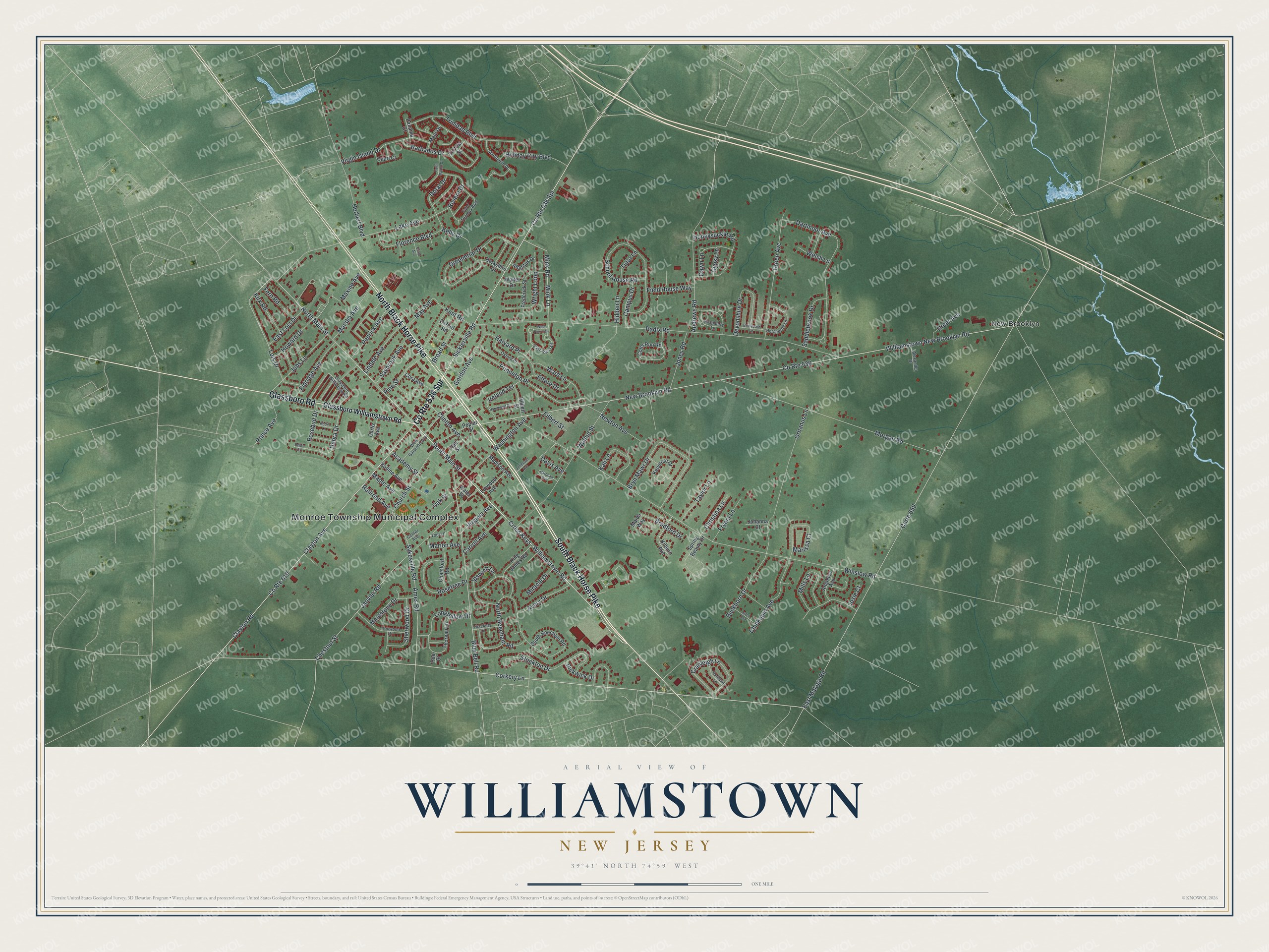 Watermarked full-map preview of Williamstown, New Jersey
