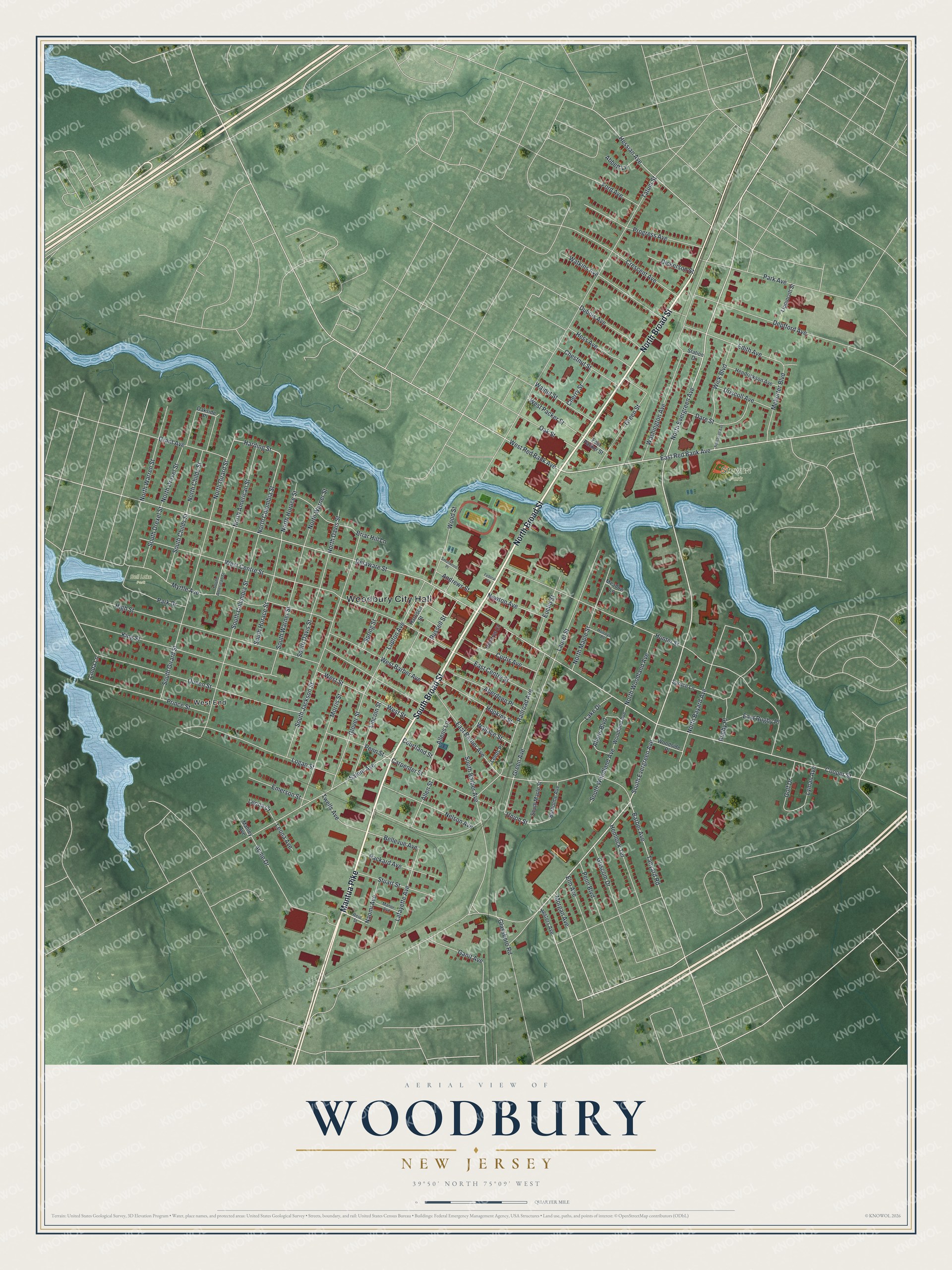 Watermarked full-map preview of Woodbury, New Jersey