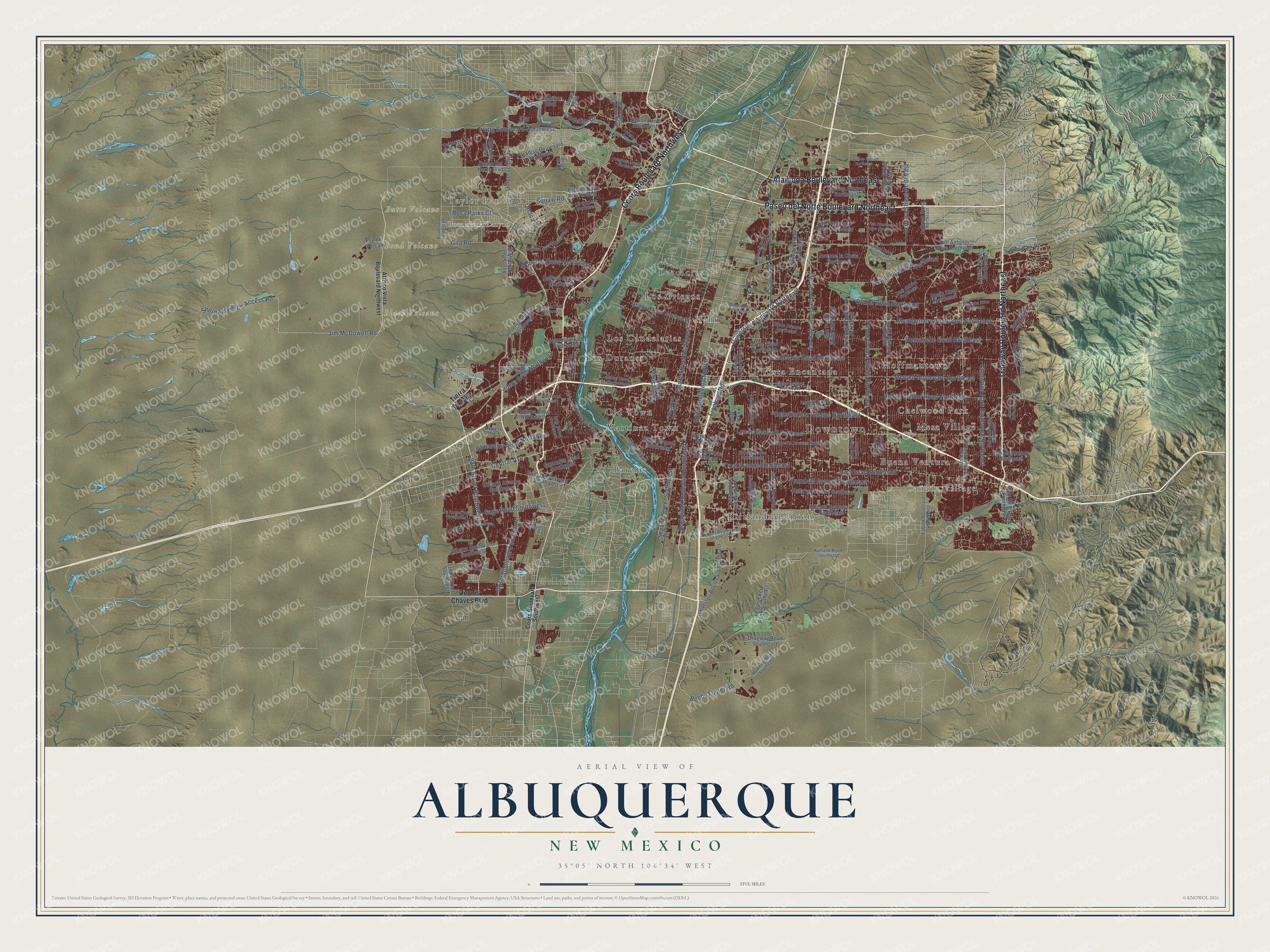 Watermarked full-map preview of Albuquerque, New Mexico