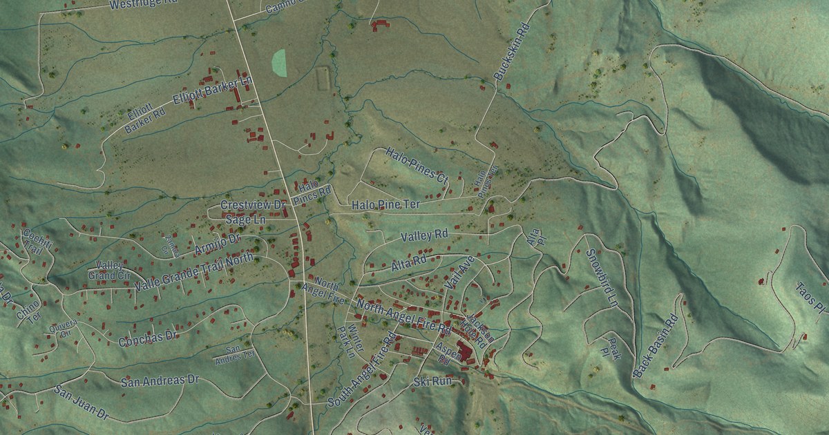 Map of Angel Fire, New Mexico in 2026