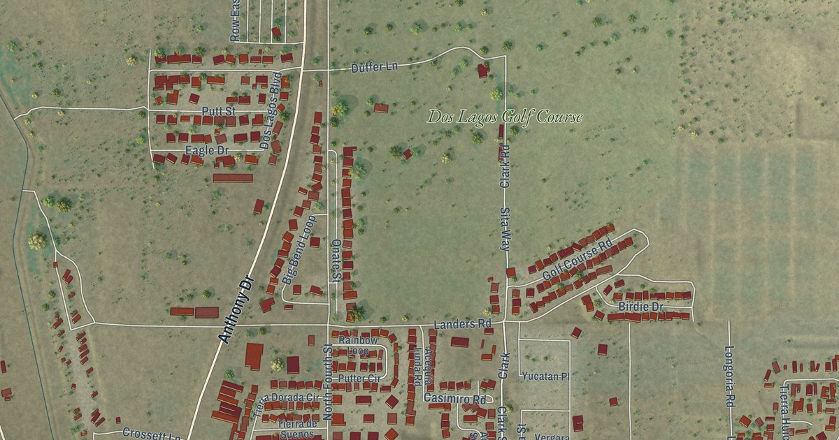 Map of Anthony, New Mexico in 2026