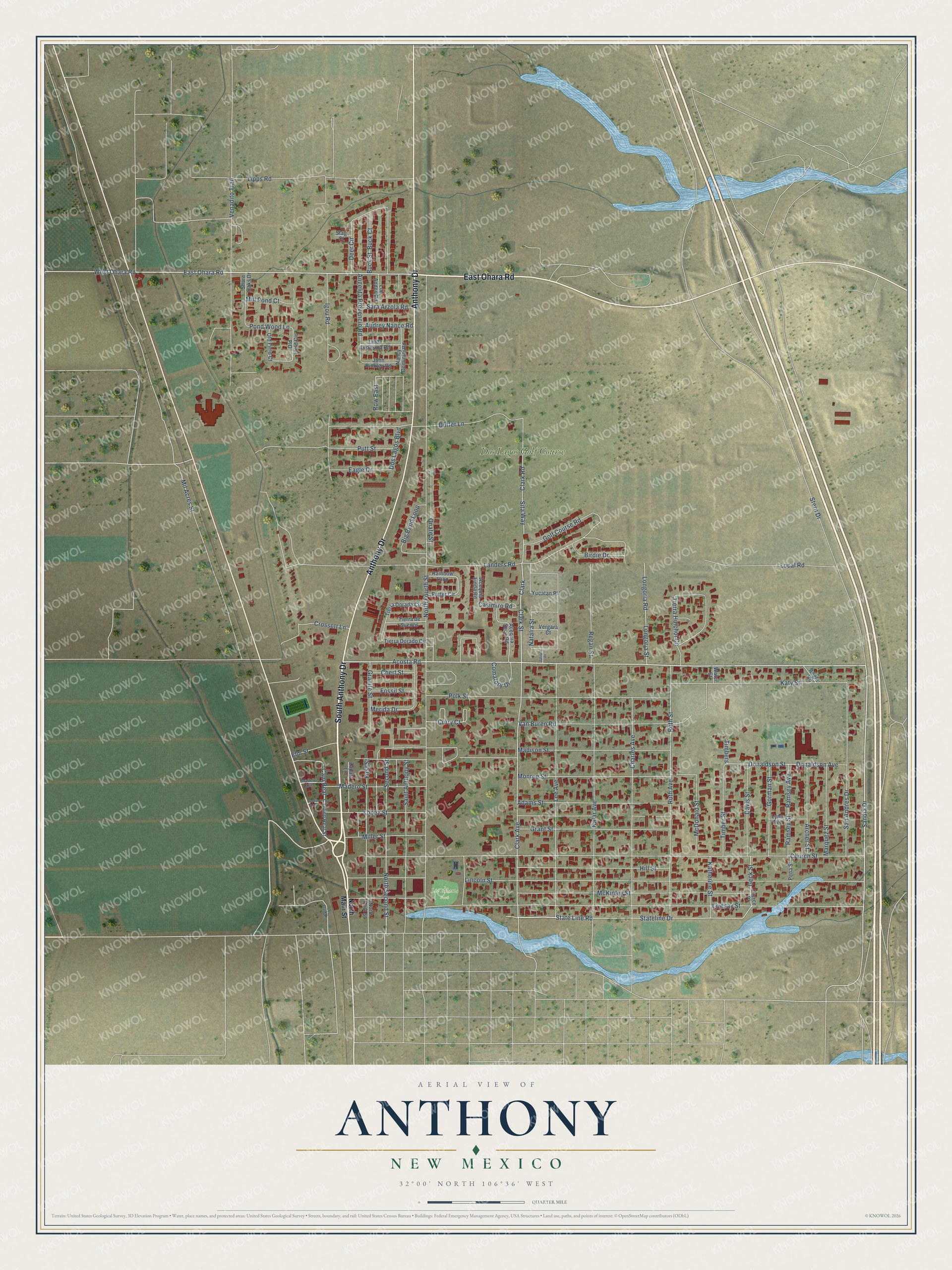 Watermarked full-map preview of Anthony, New Mexico