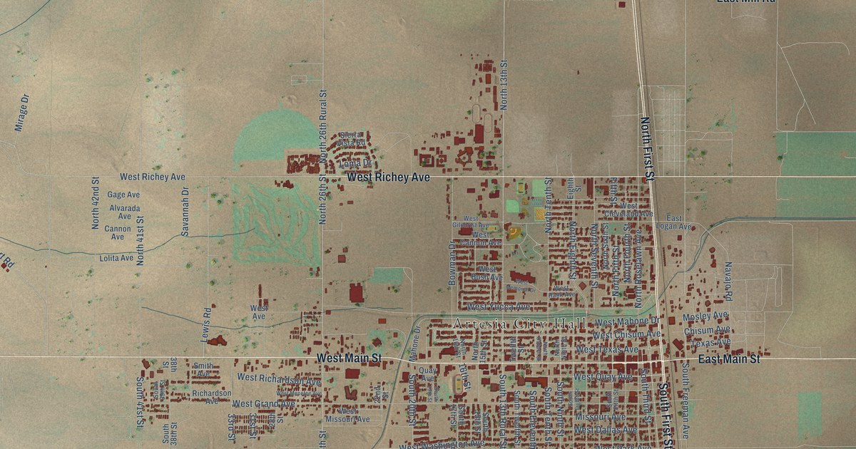Map of Artesia, New Mexico in 2026