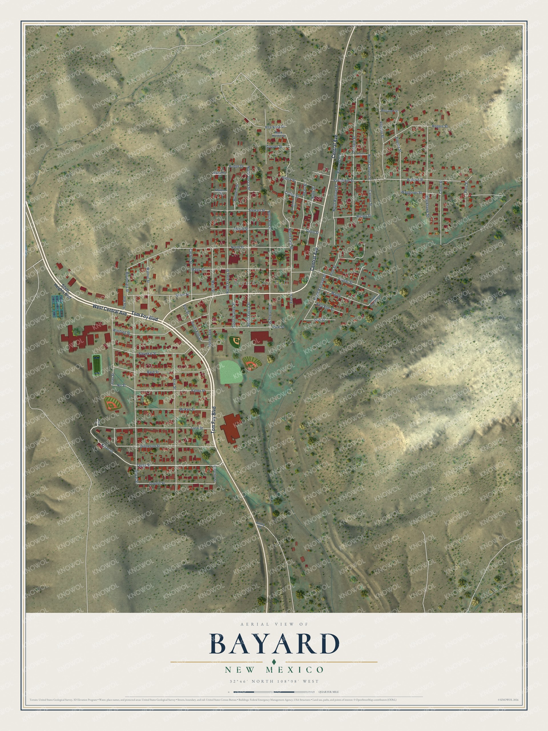 Watermarked full-map preview of Bayard, New Mexico