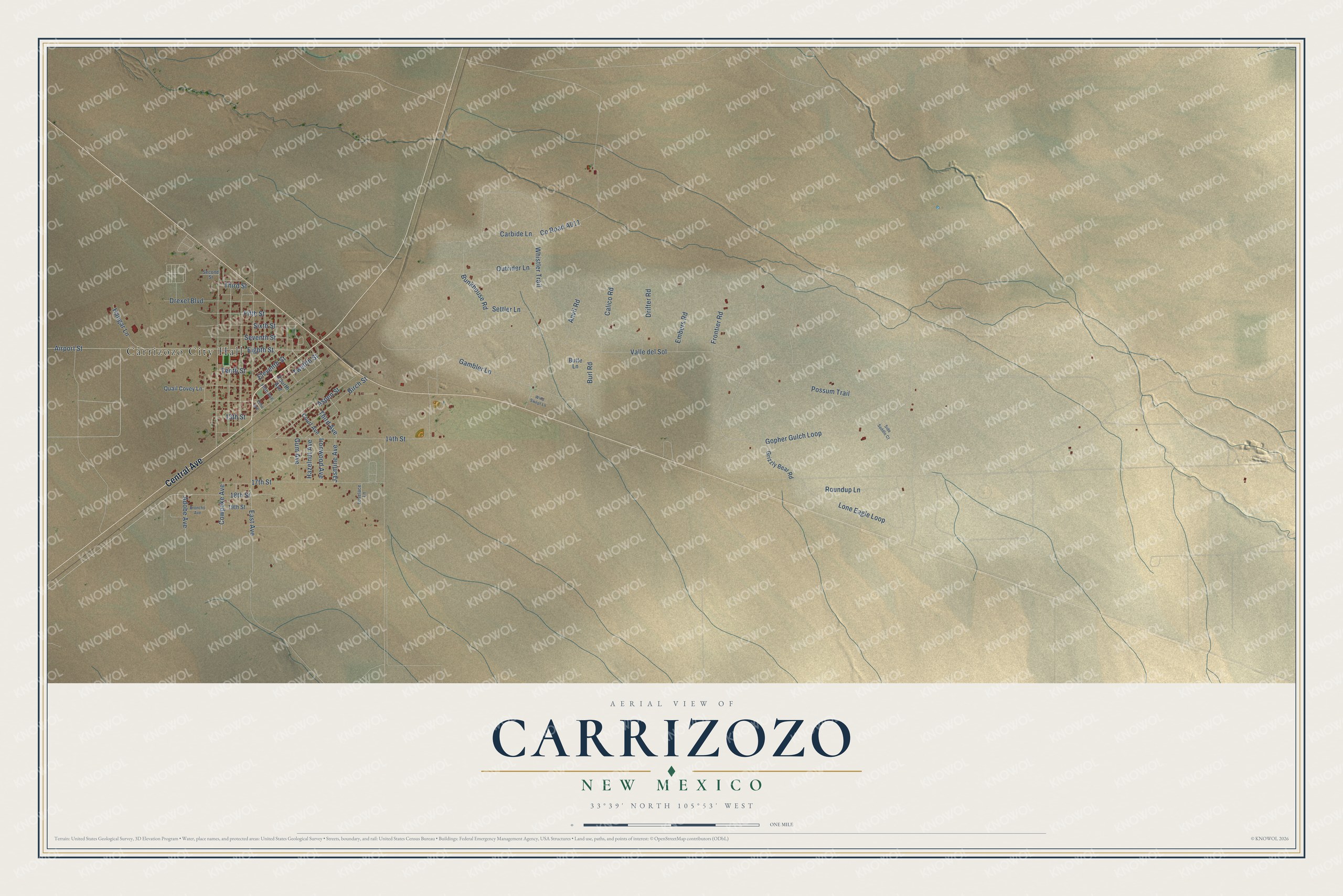 Watermarked full-map preview of Carrizozo, New Mexico