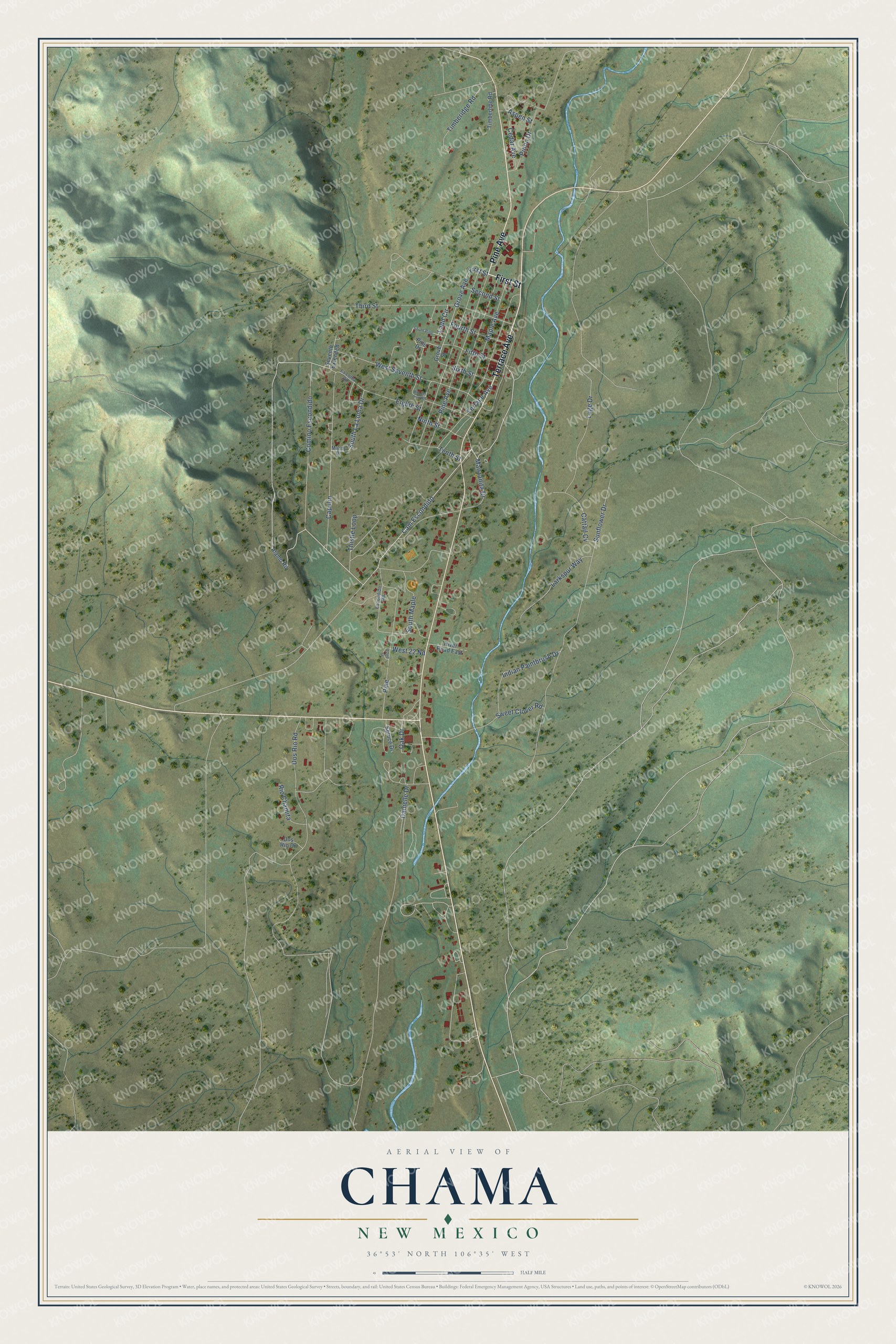 Watermarked full-map preview of Chama, New Mexico
