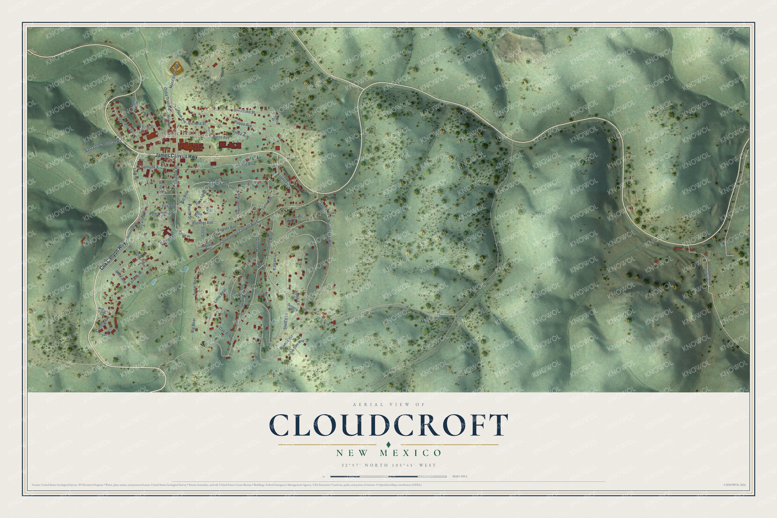Watermarked full-map preview of Cloudcroft, New Mexico