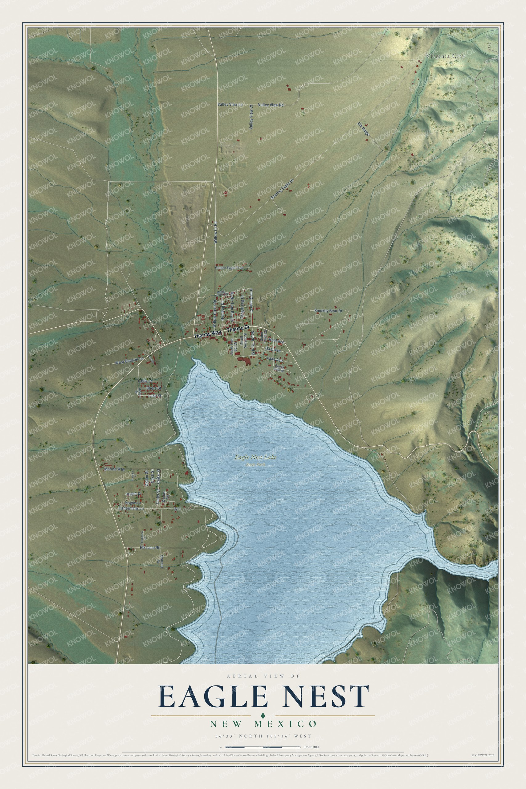 Watermarked full-map preview of Eagle Nest, New Mexico