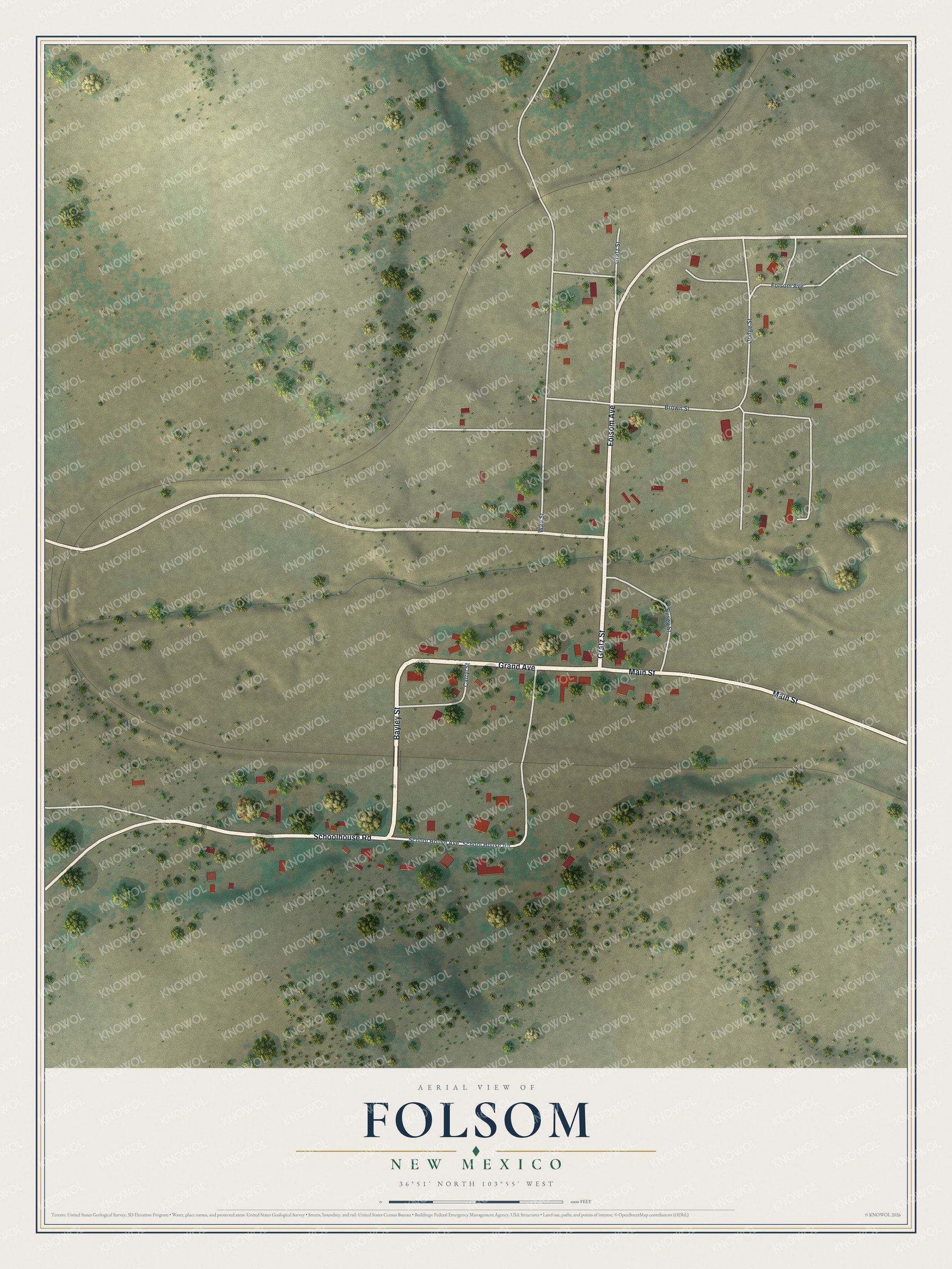 Watermarked full-map preview of Folsom, New Mexico