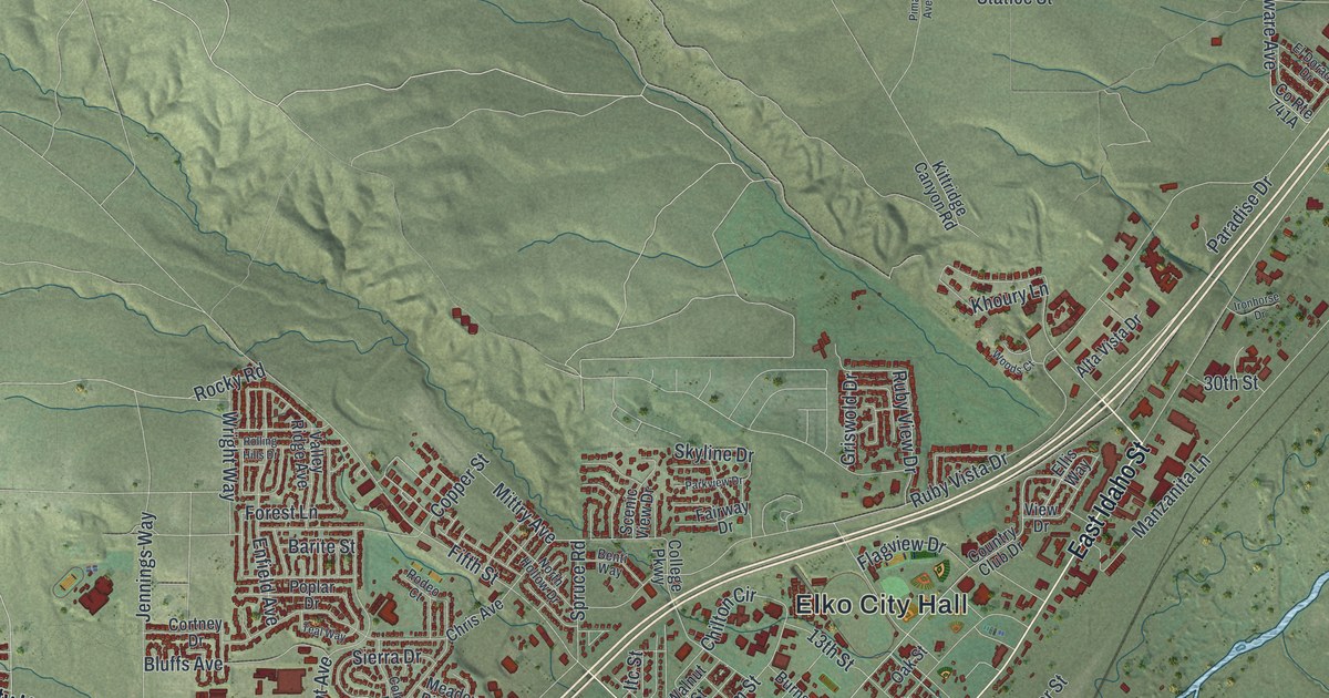 Map of Elko, Nevada in 2026
