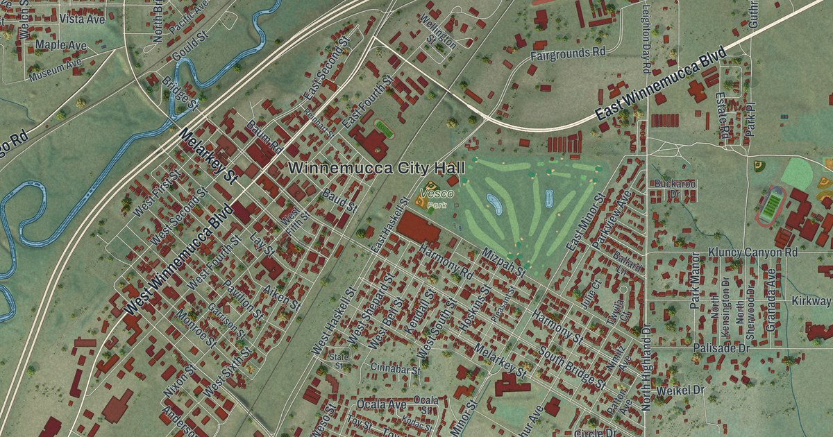 Map of Winnemucca, Nevada in 2026