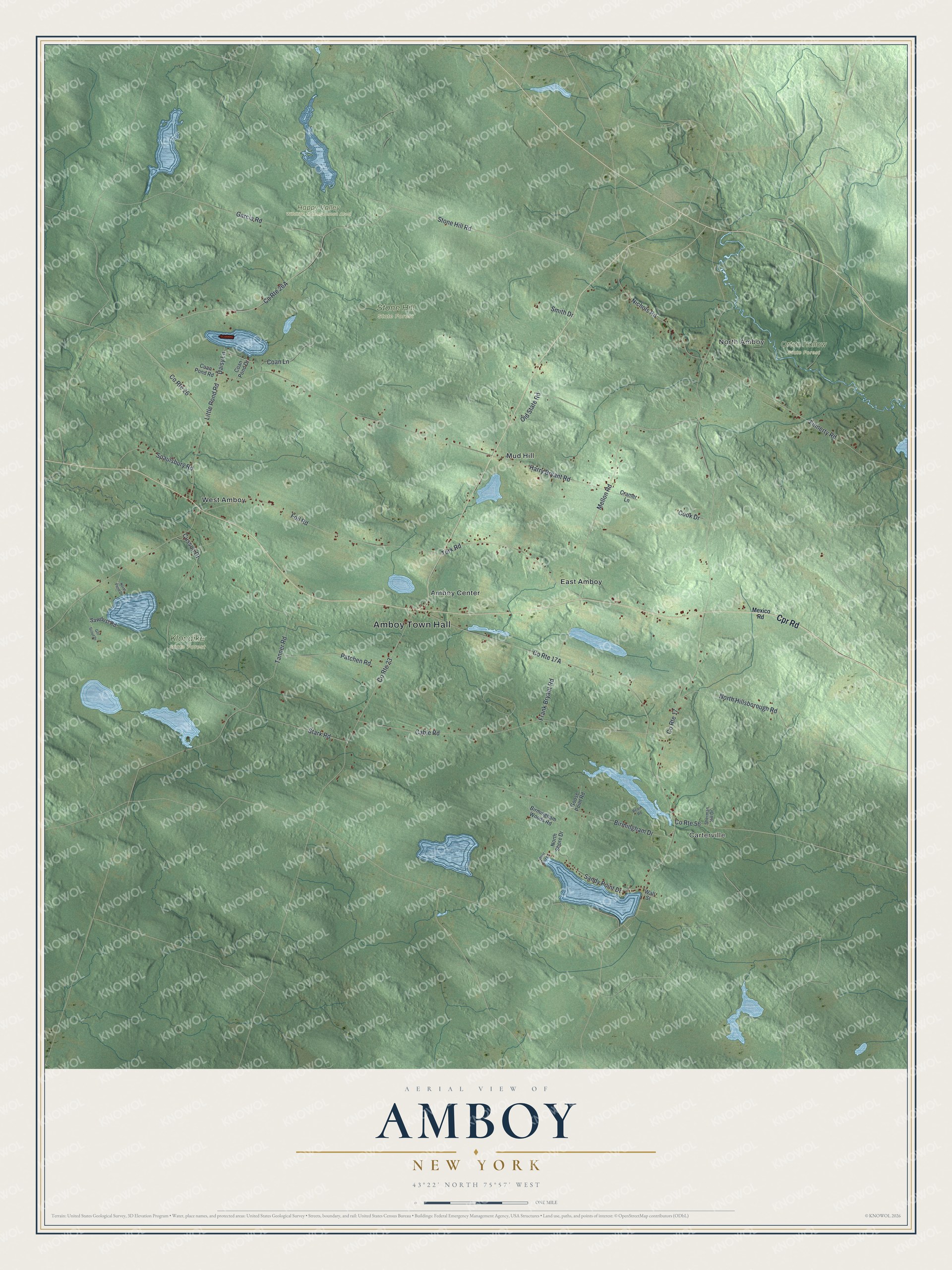 Detailed map of Amboy, New York, showing streets, buildings, neighborhoods, and parks