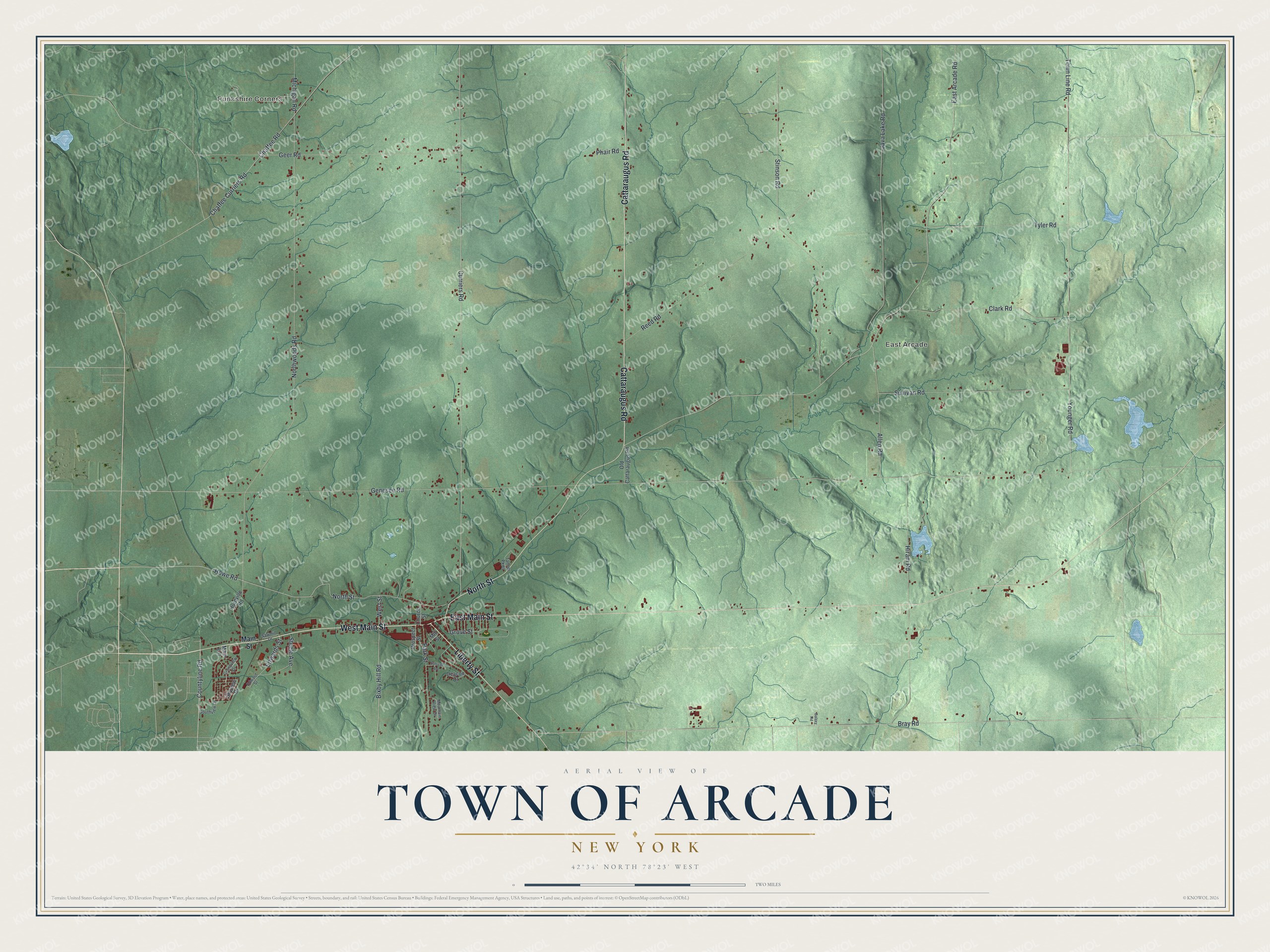 Watermarked full-map preview of Arcade, New York
