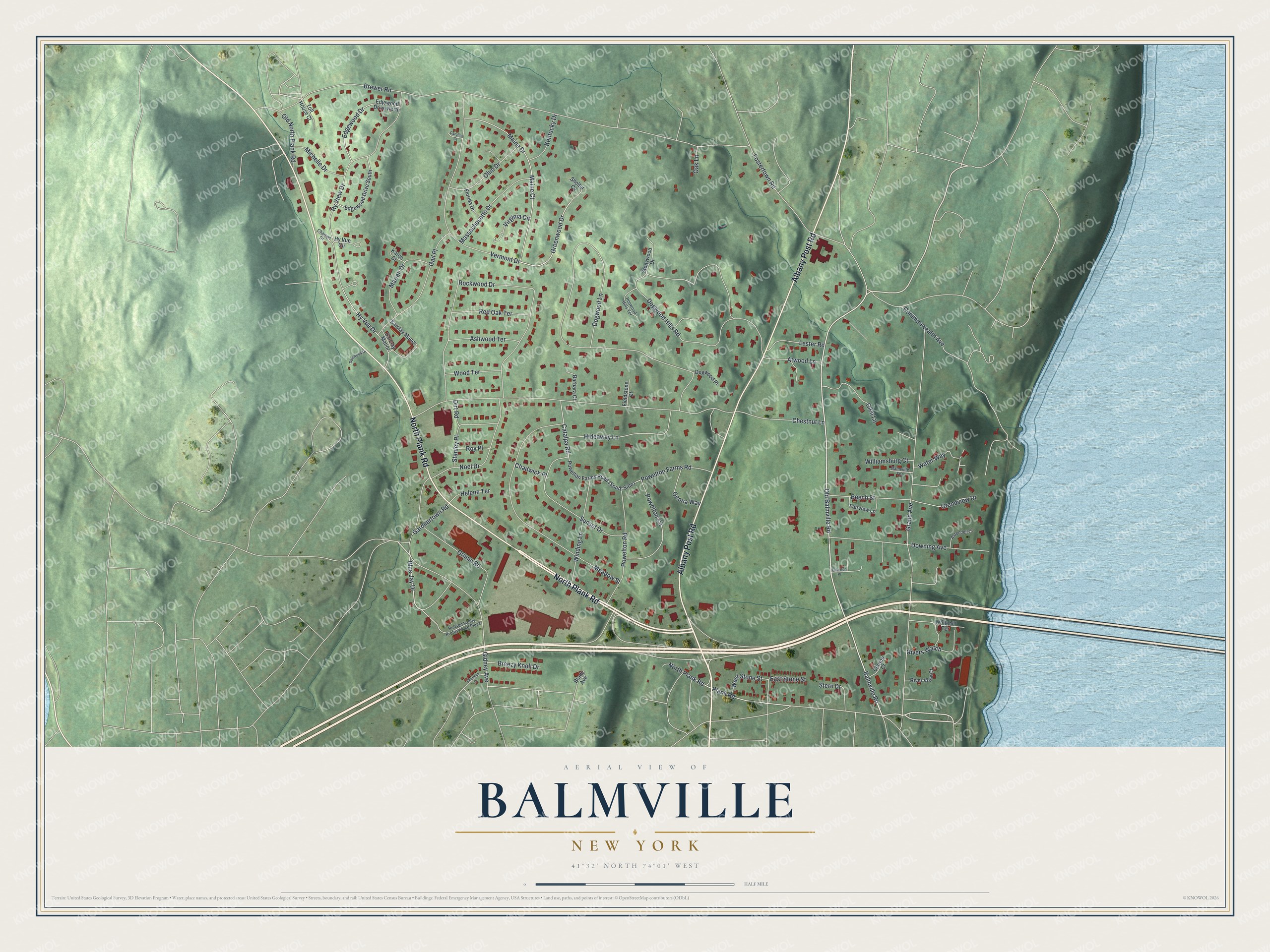 Detailed map of Balmville, New York, showing streets and buildings