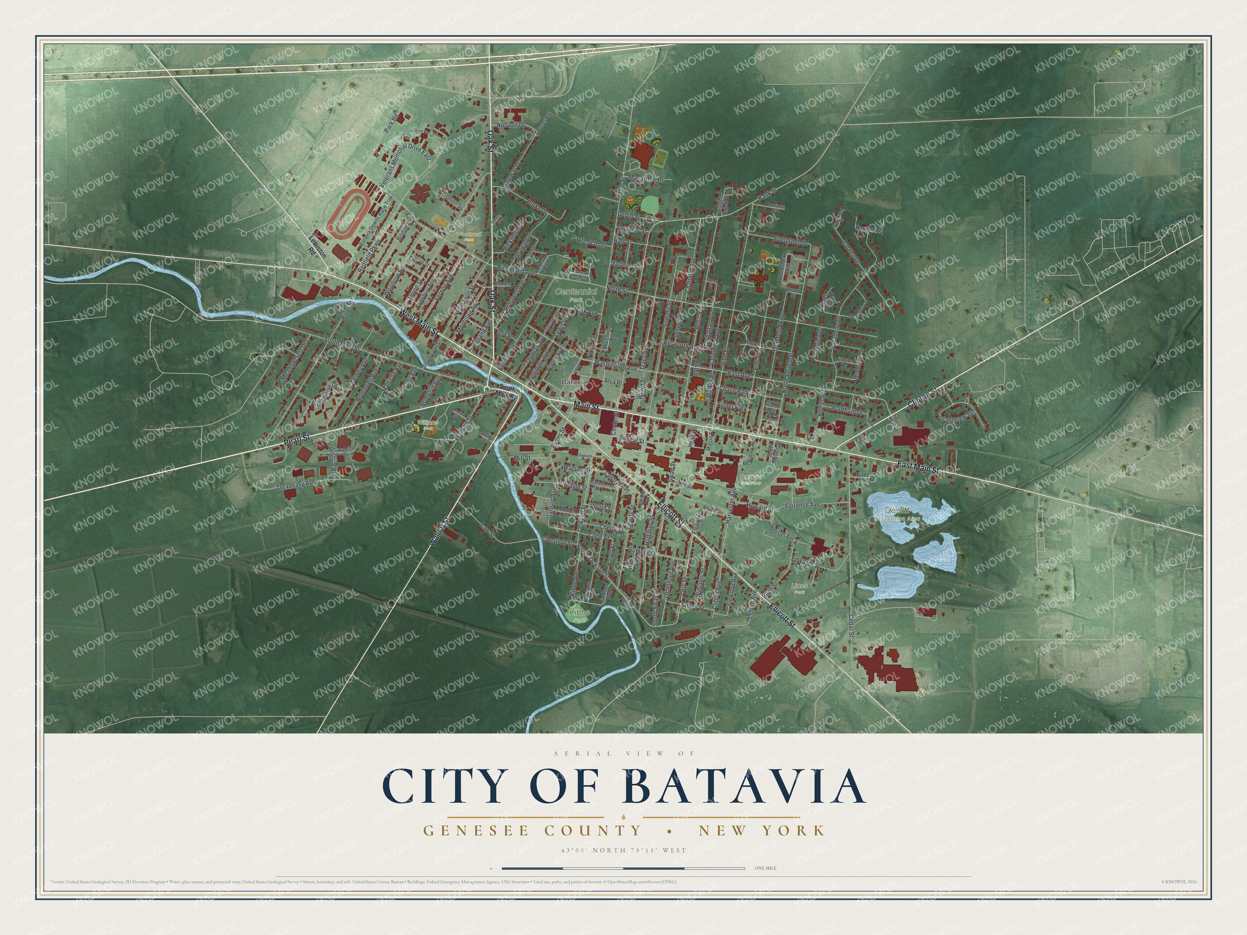 Watermarked full-map preview of Batavia, New York