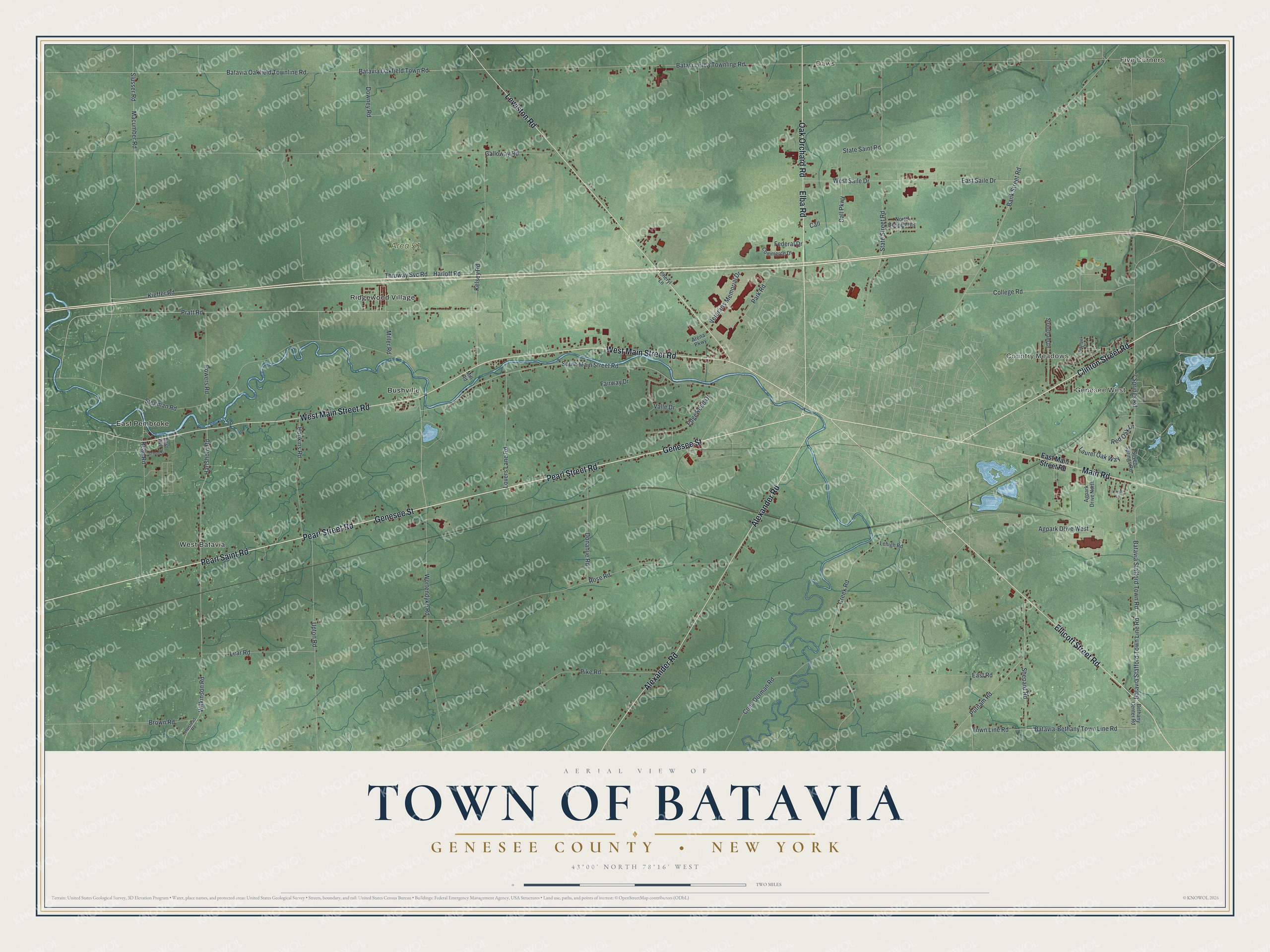 Watermarked full-map preview of Batavia, New York