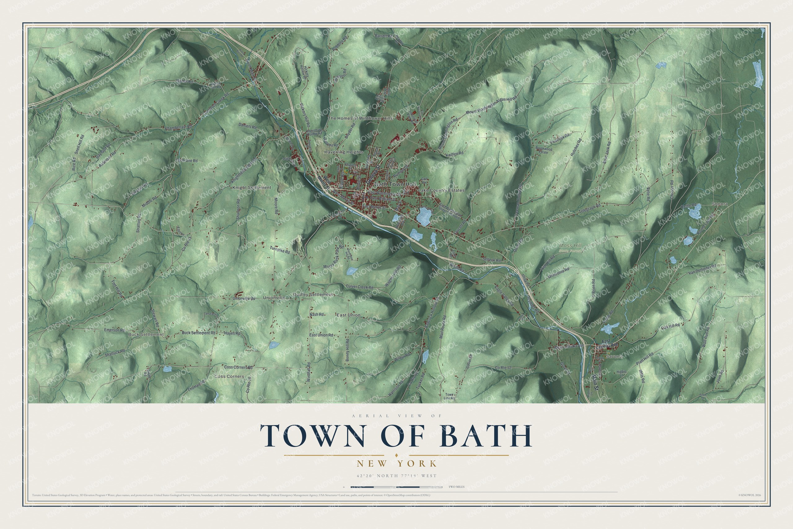 Watermarked full-map preview of Bath, New York