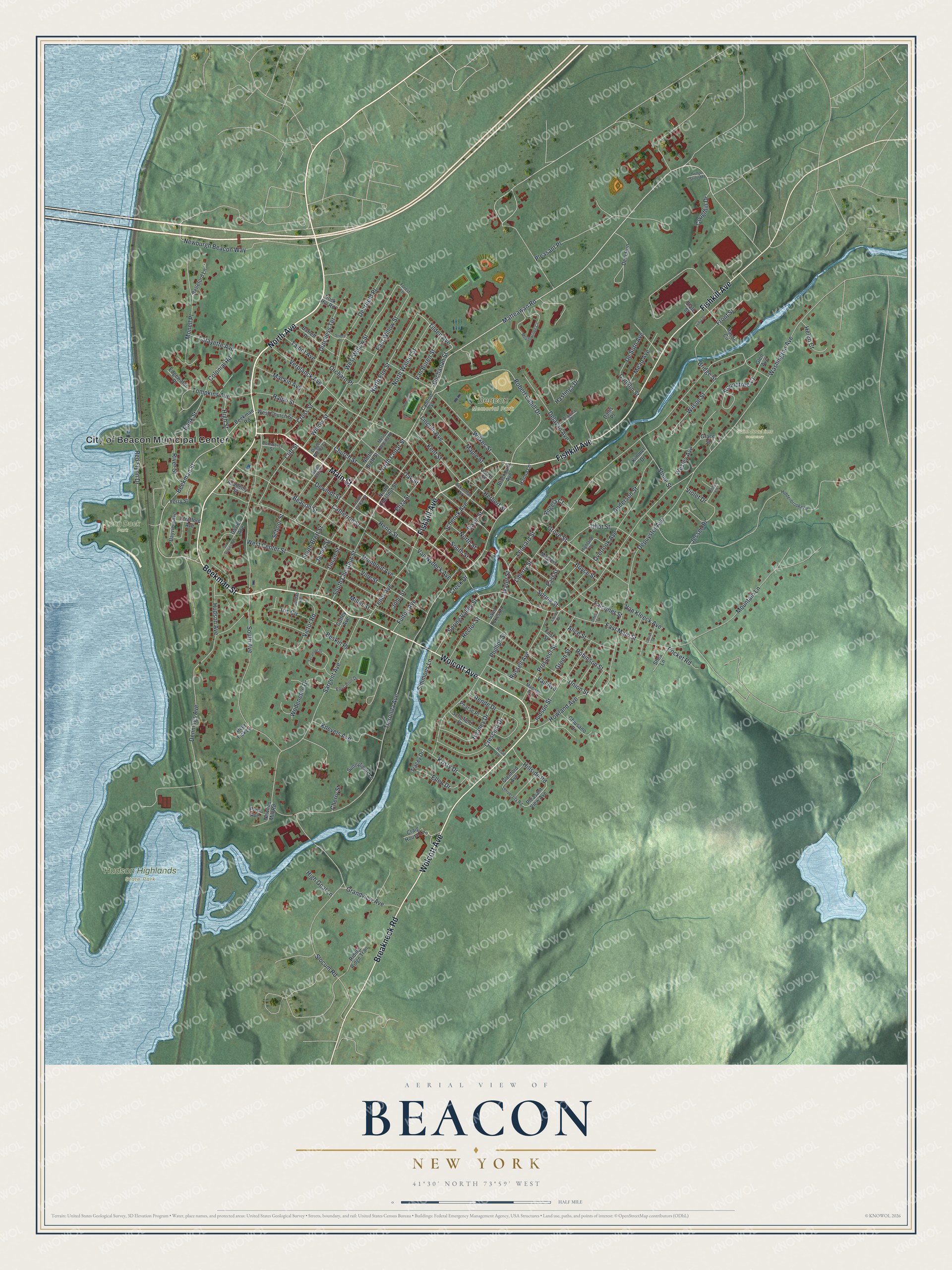 Watermarked full-map preview of Beacon, New York