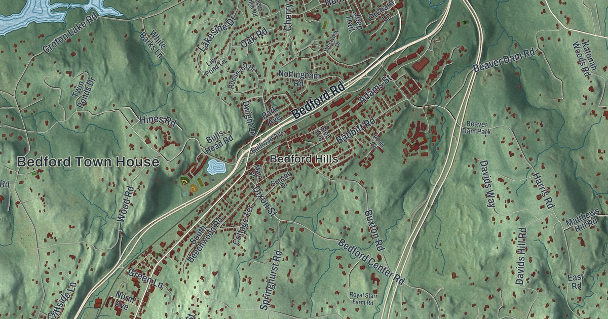 Map of Bedford, New York, Drawn Like an Old Atlas