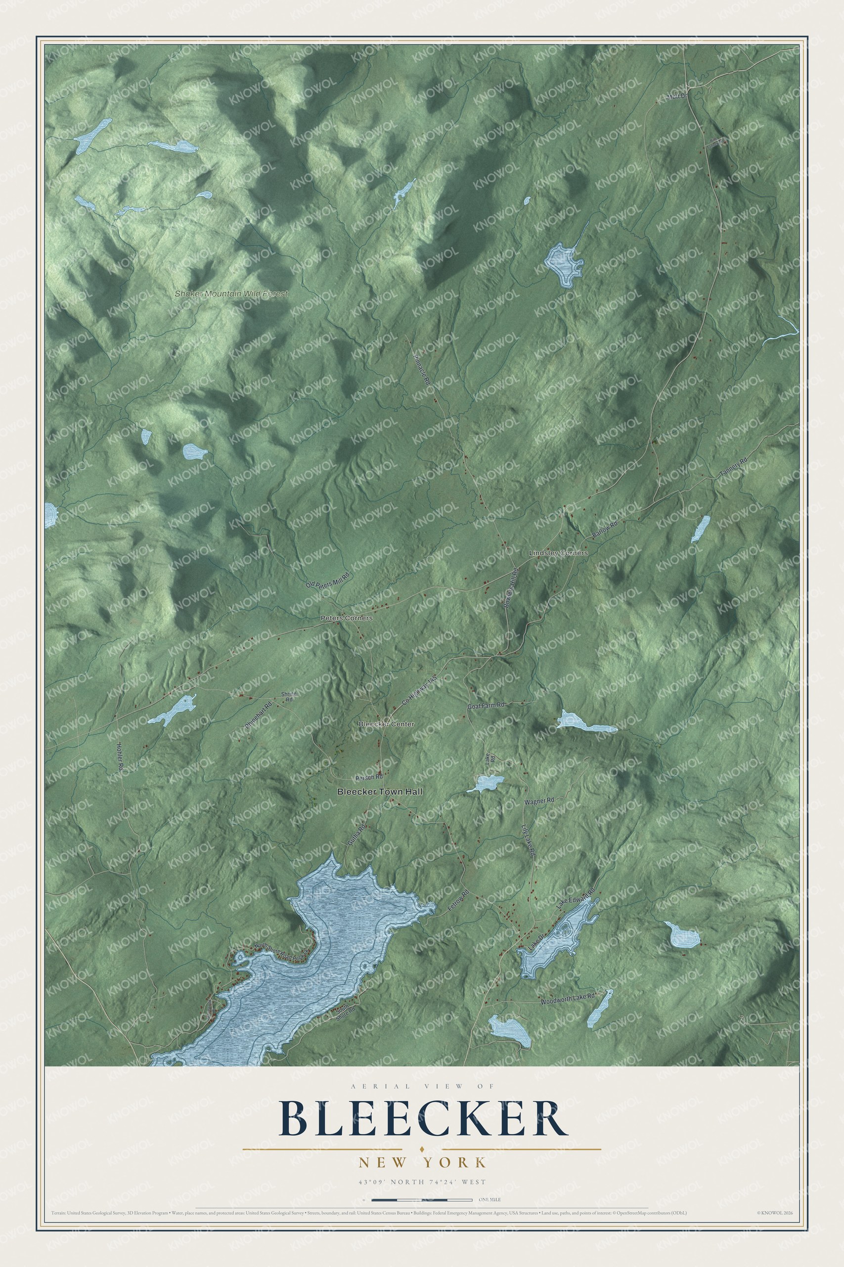 Watermarked full-map preview of Bleecker, New York