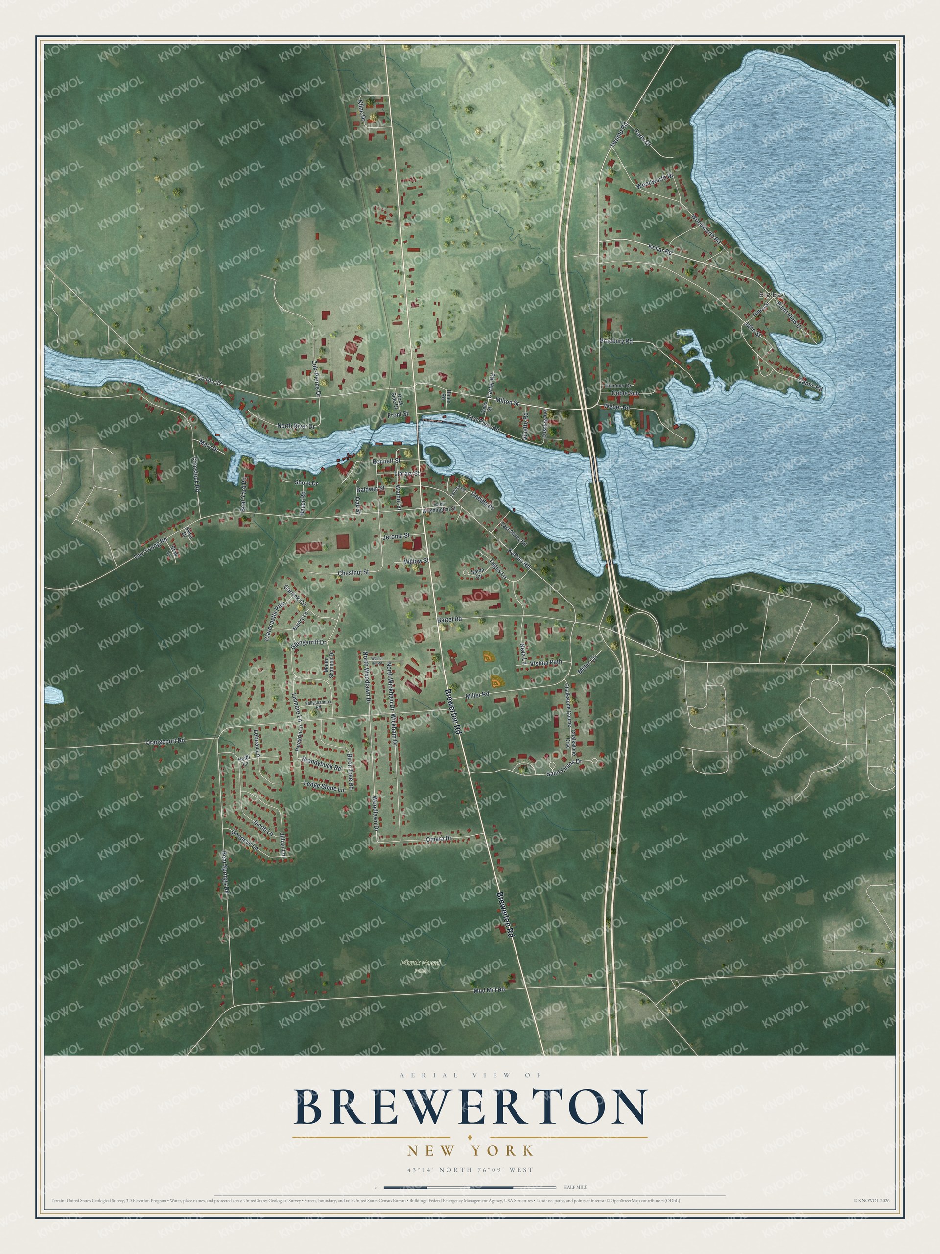 Watermarked full-map preview of Brewerton, New York