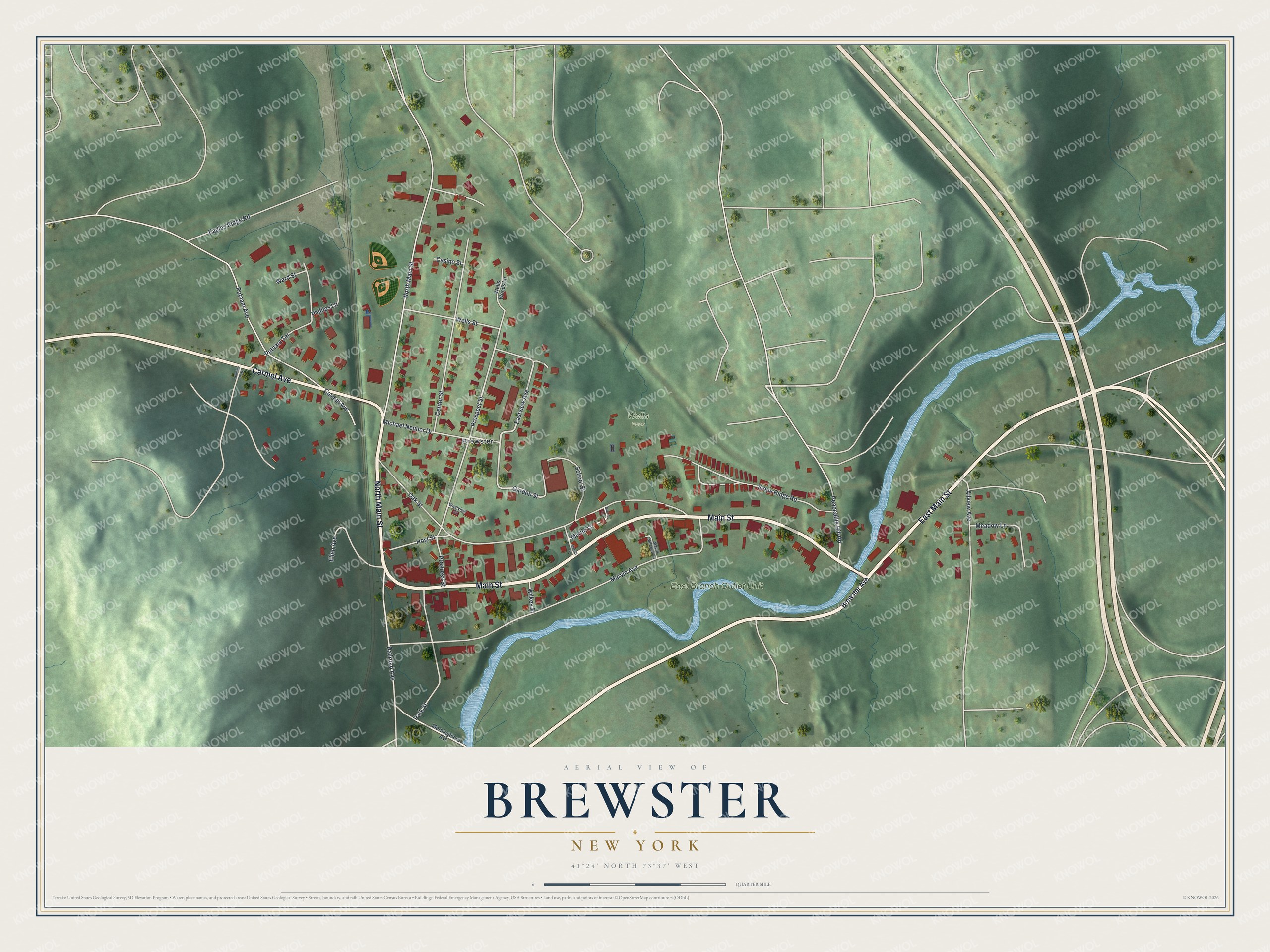 Watermarked full-map preview of Brewster, New York