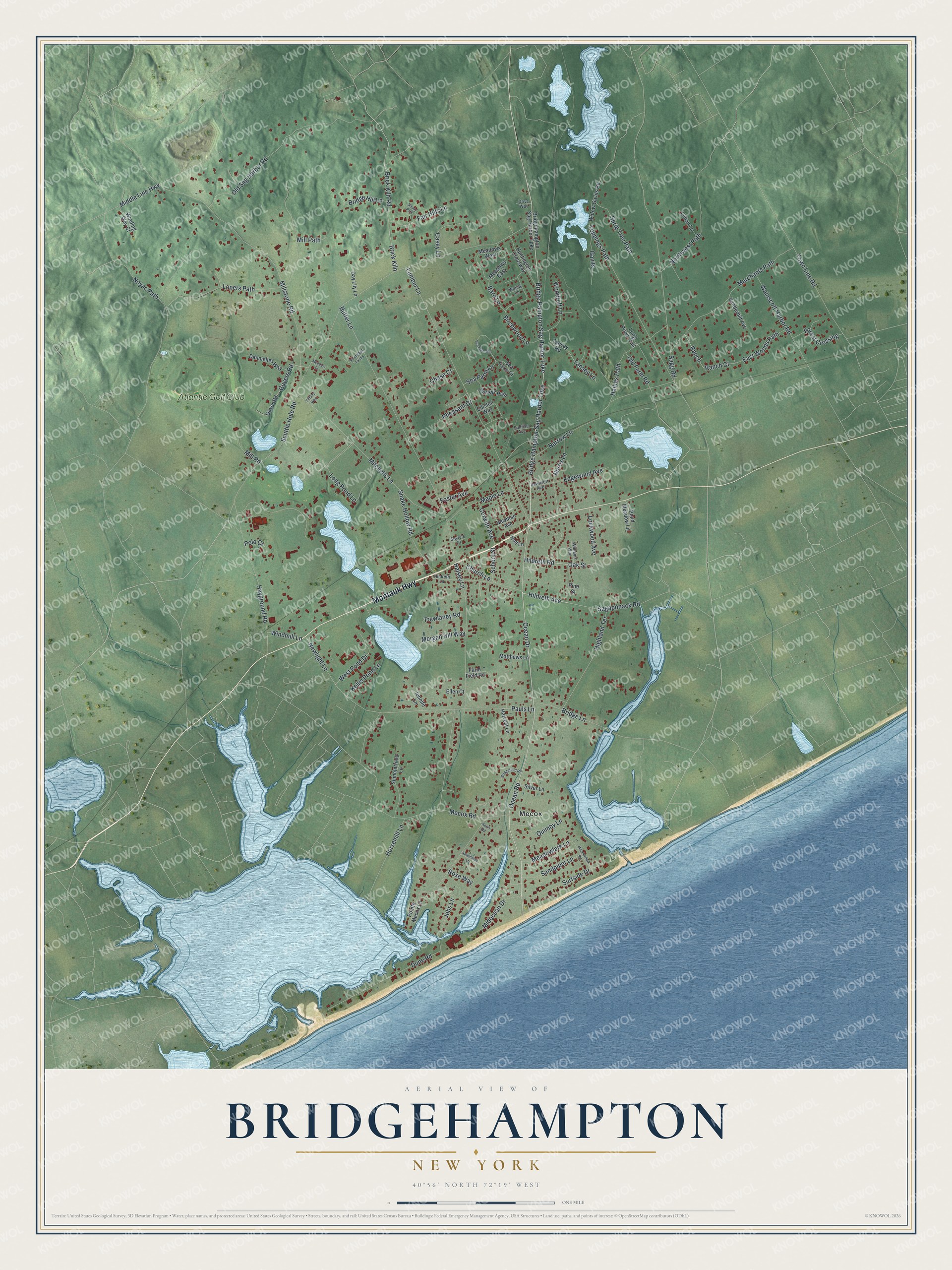 Watermarked full-map preview of Bridgehampton, New York