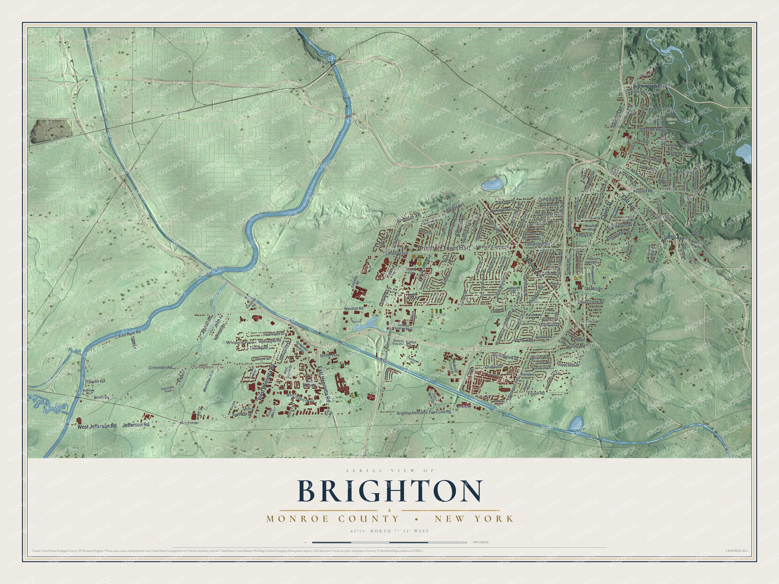Watermarked full-map preview of Brighton, New York