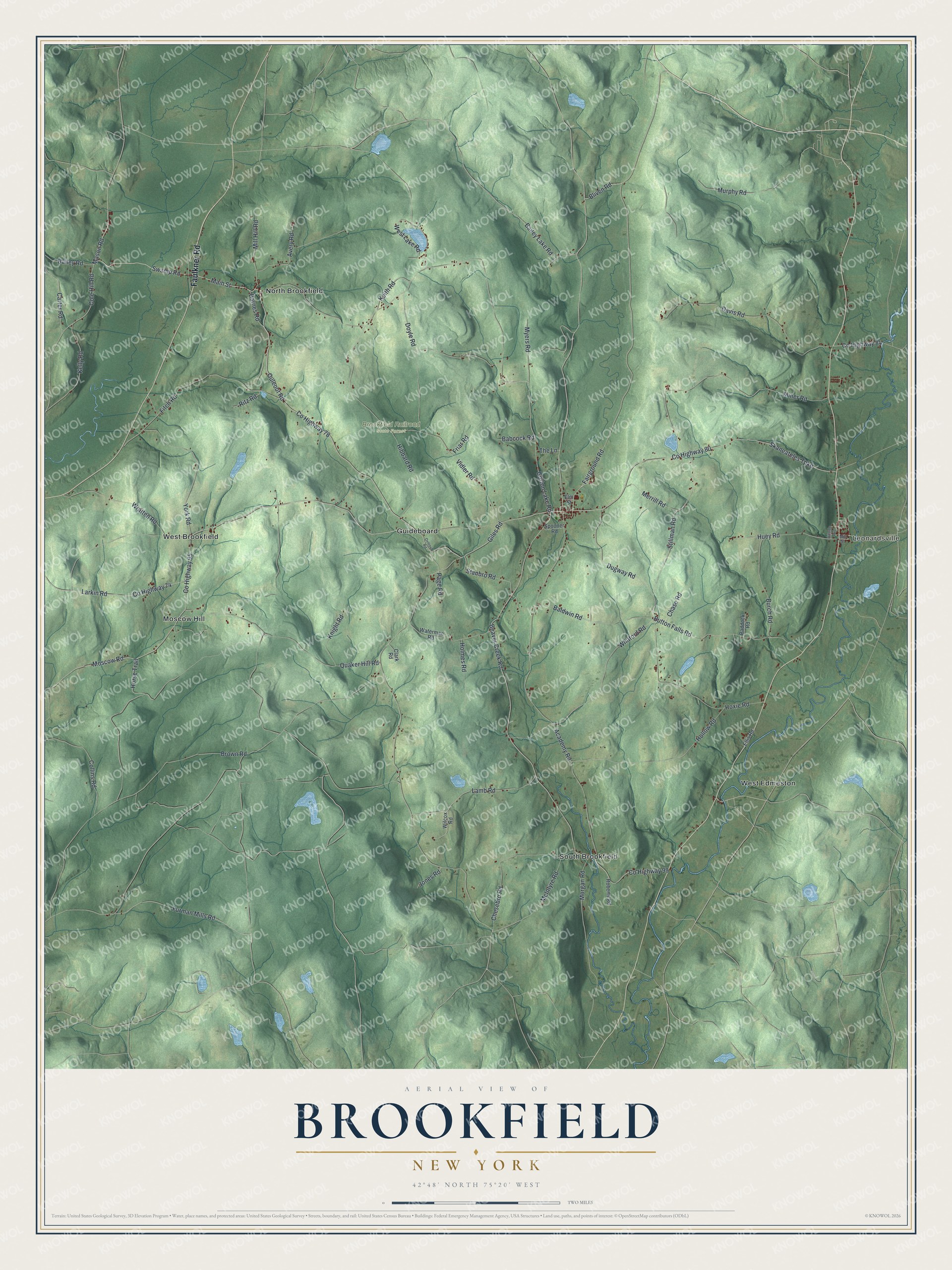 Watermarked full-map preview of Brookfield, New York