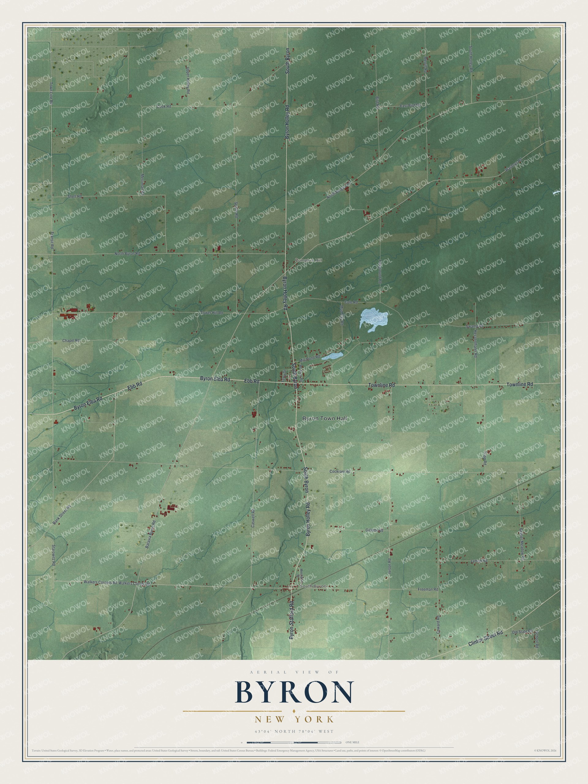Watermarked full-map preview of Byron, New York