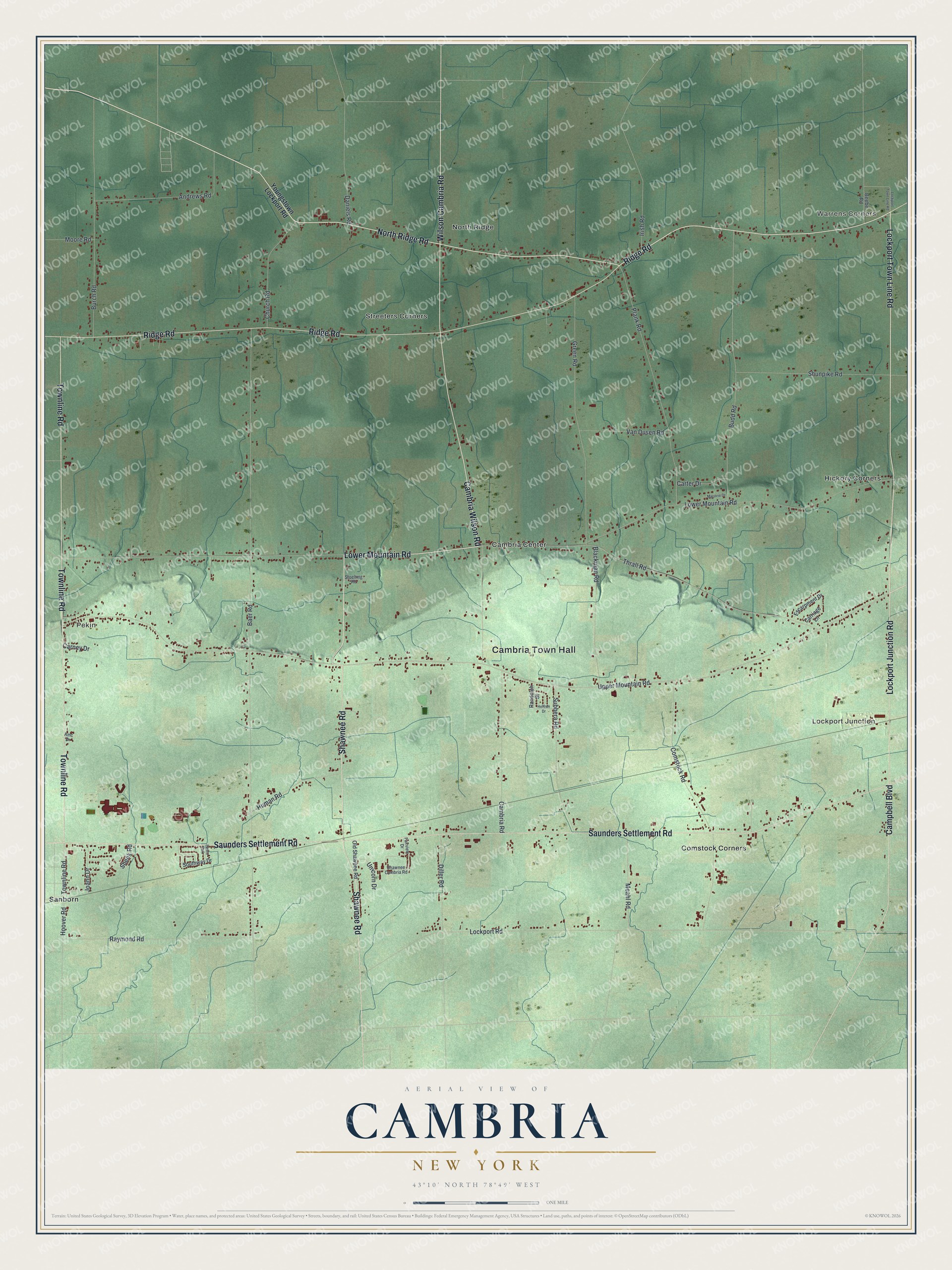 Watermarked full-map preview of Cambria, New York