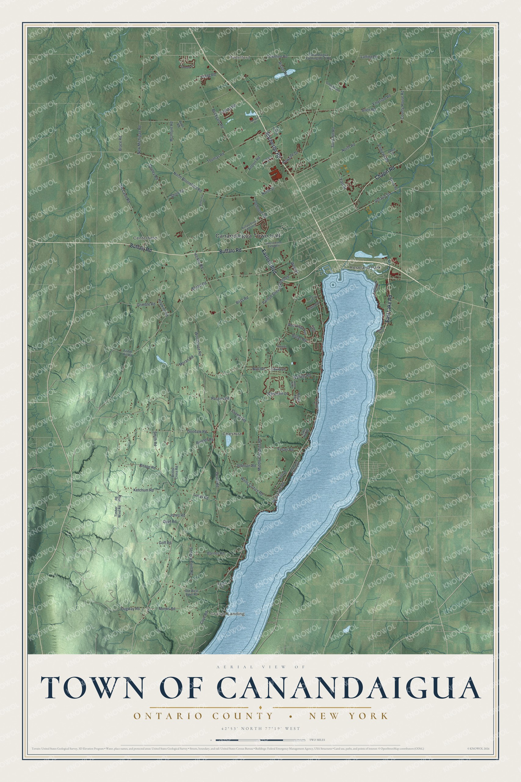 Watermarked full-map preview of Canandaigua, New York