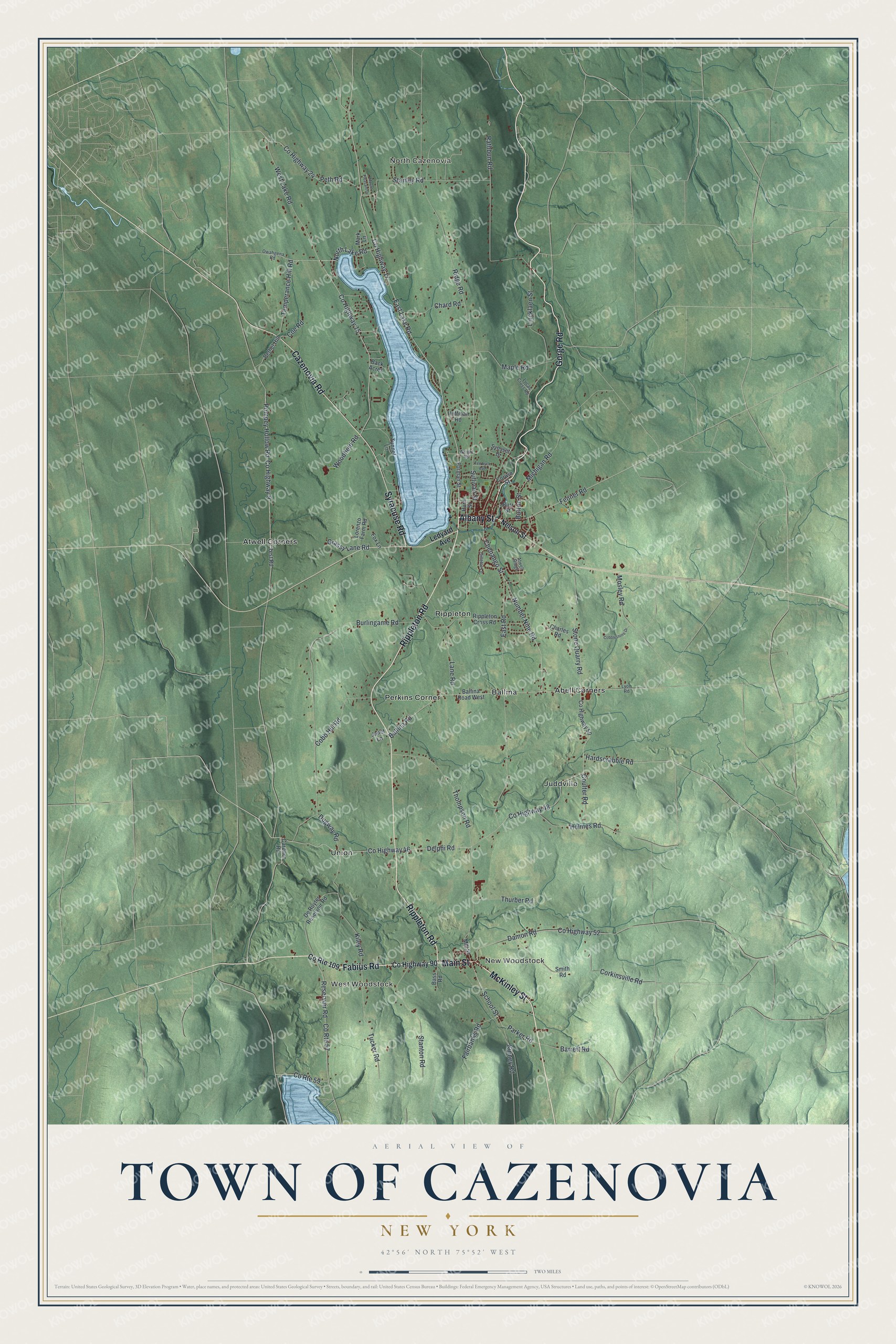 Watermarked full-map preview of Cazenovia, New York