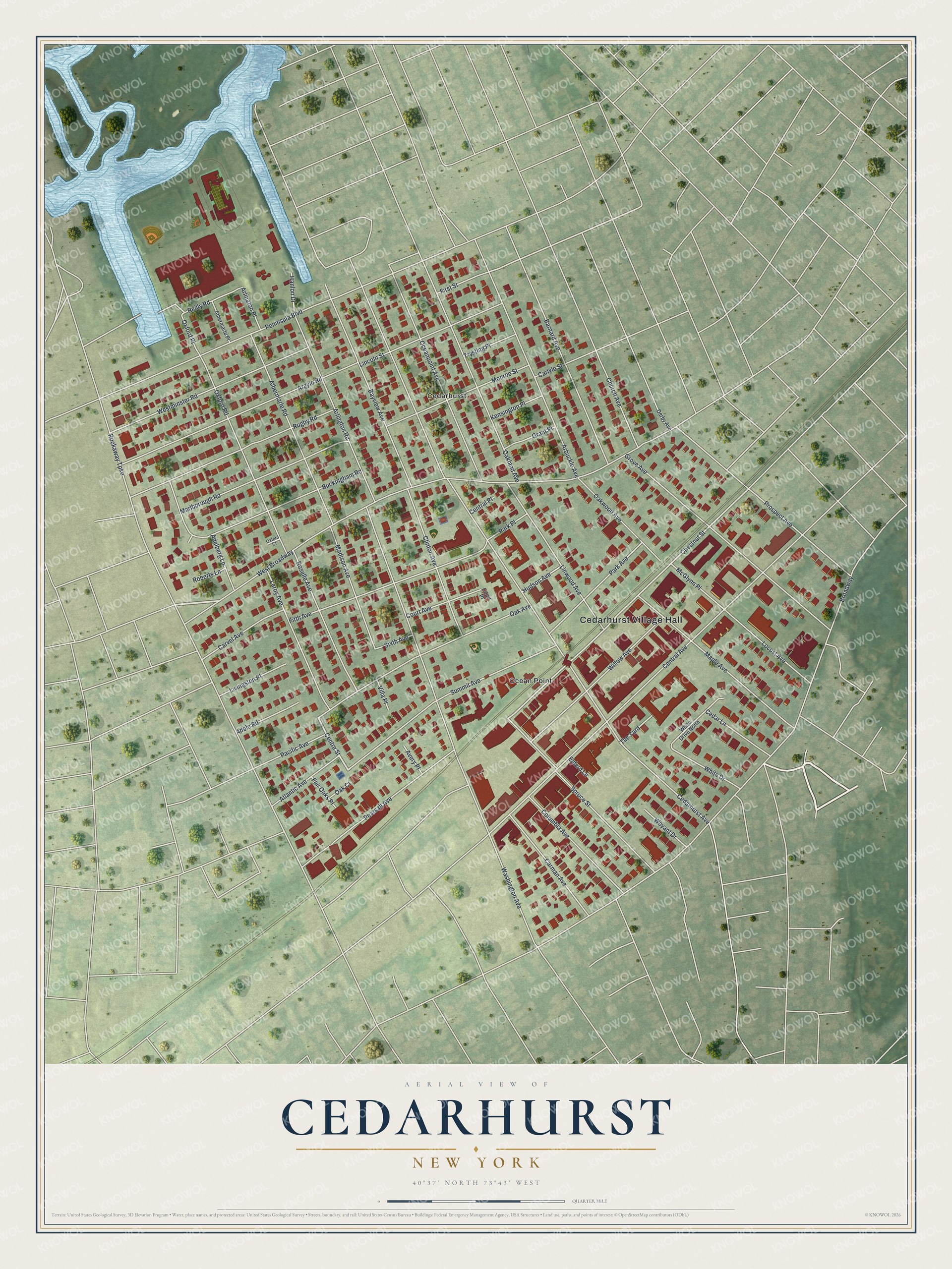 Watermarked full-map preview of Cedarhurst, New York