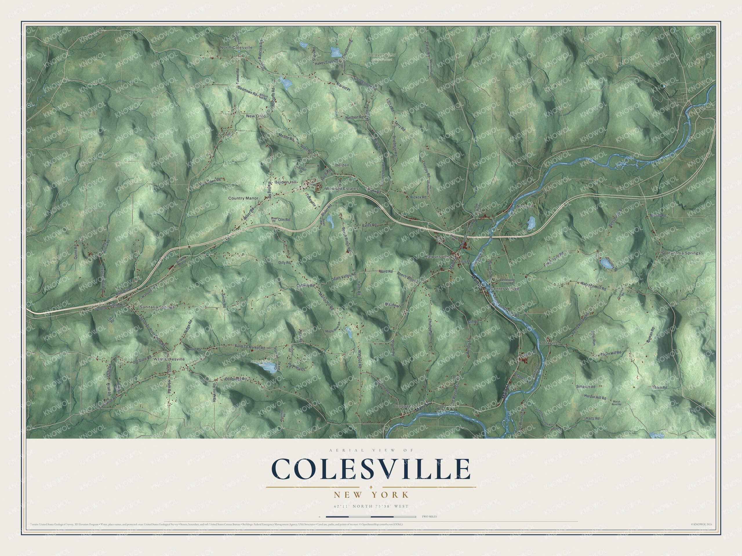 Watermarked full-map preview of Colesville, New York
