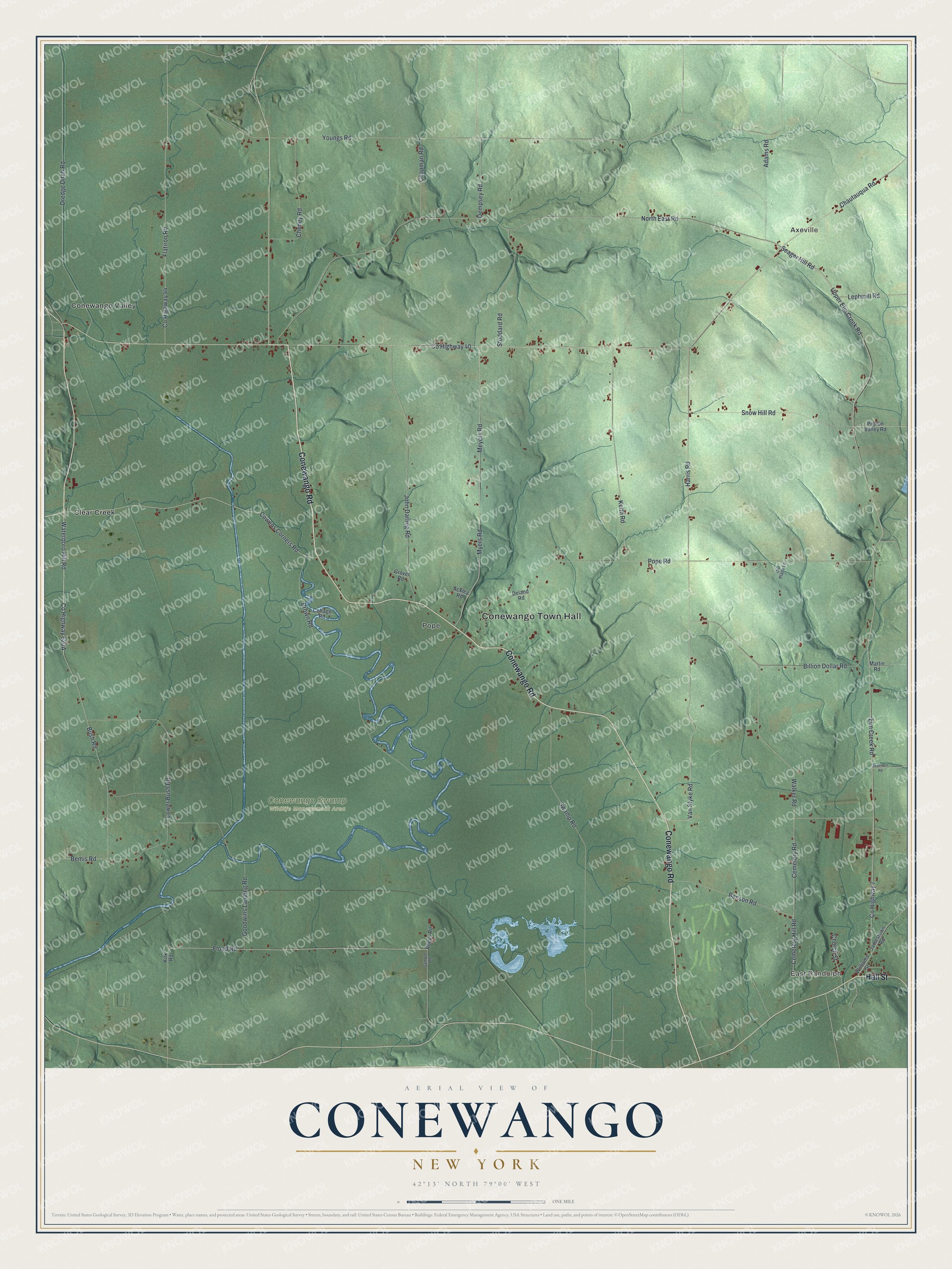 Watermarked full-map preview of Conewango, New York