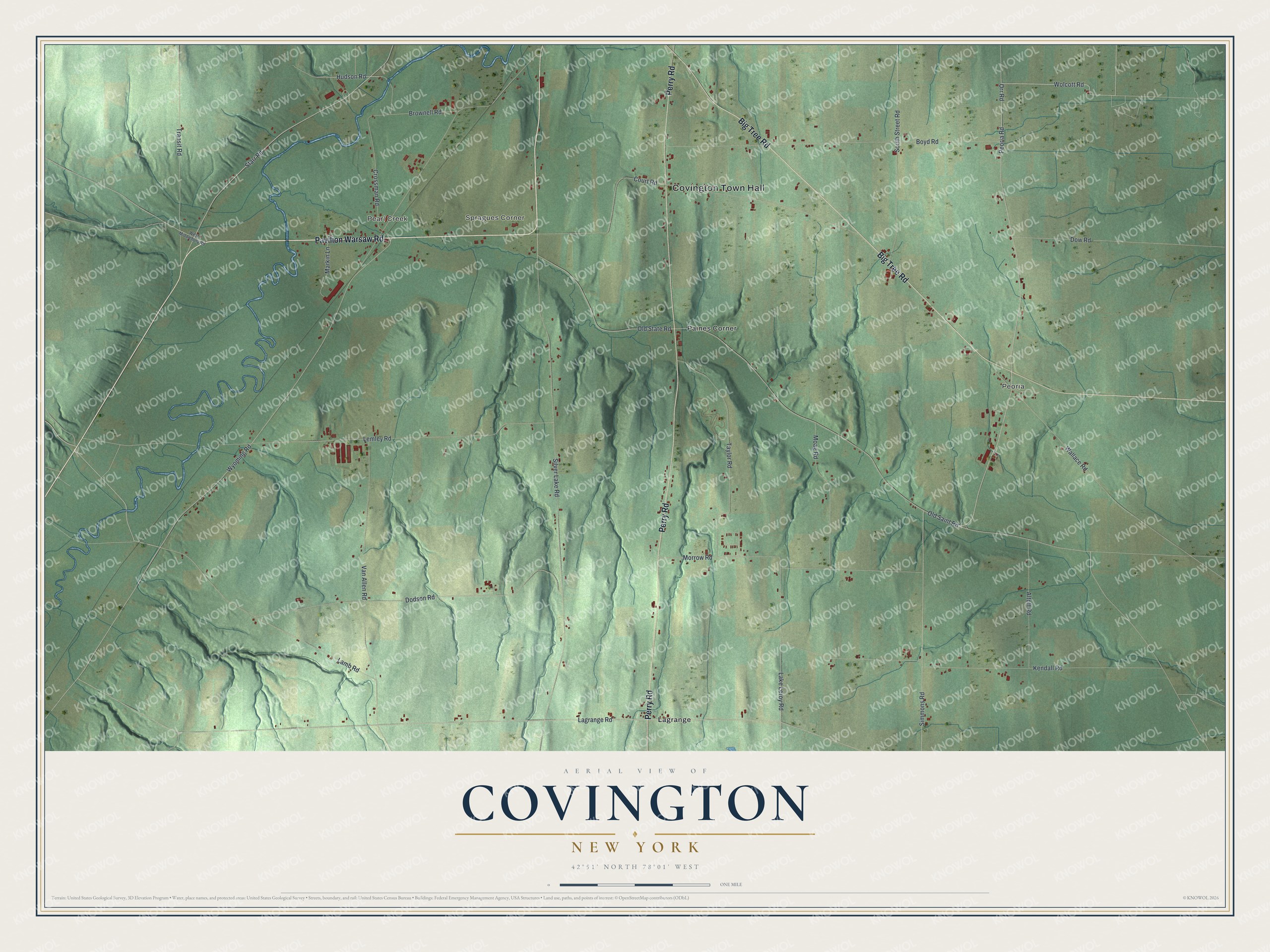 Watermarked full-map preview of Covington, New York