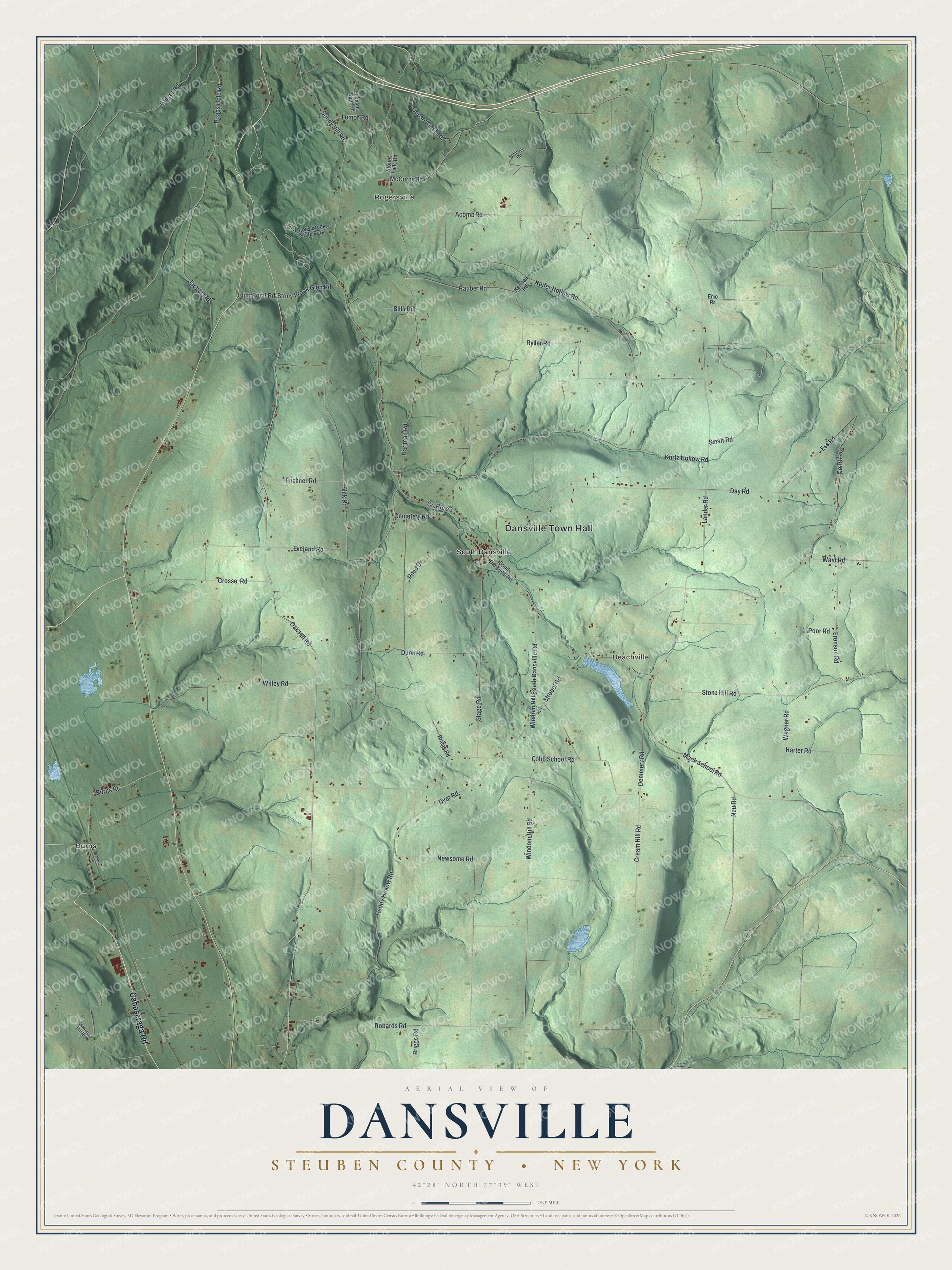 Watermarked full-map preview of Dansville, New York