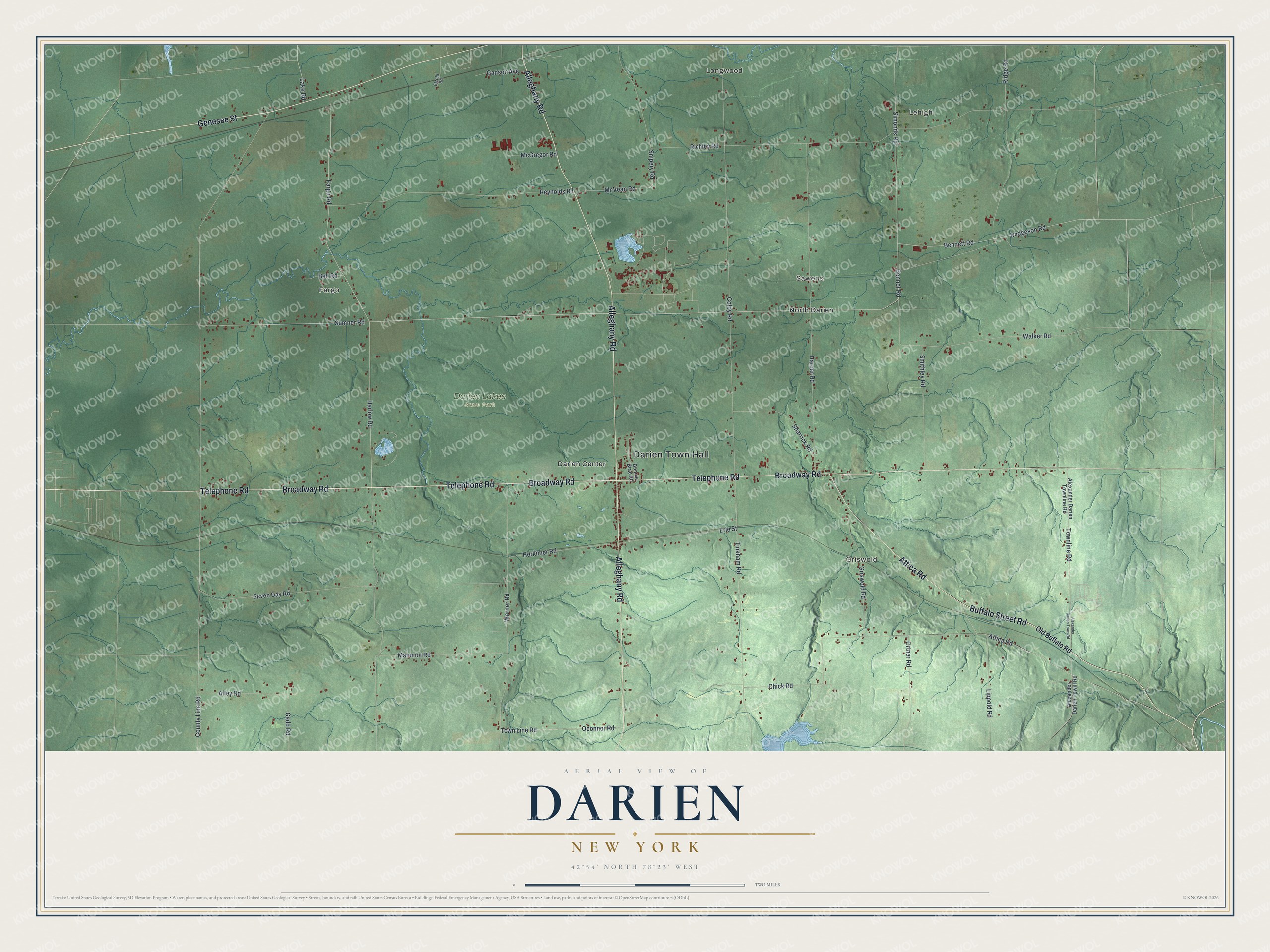 Watermarked full-map preview of Darien, New York