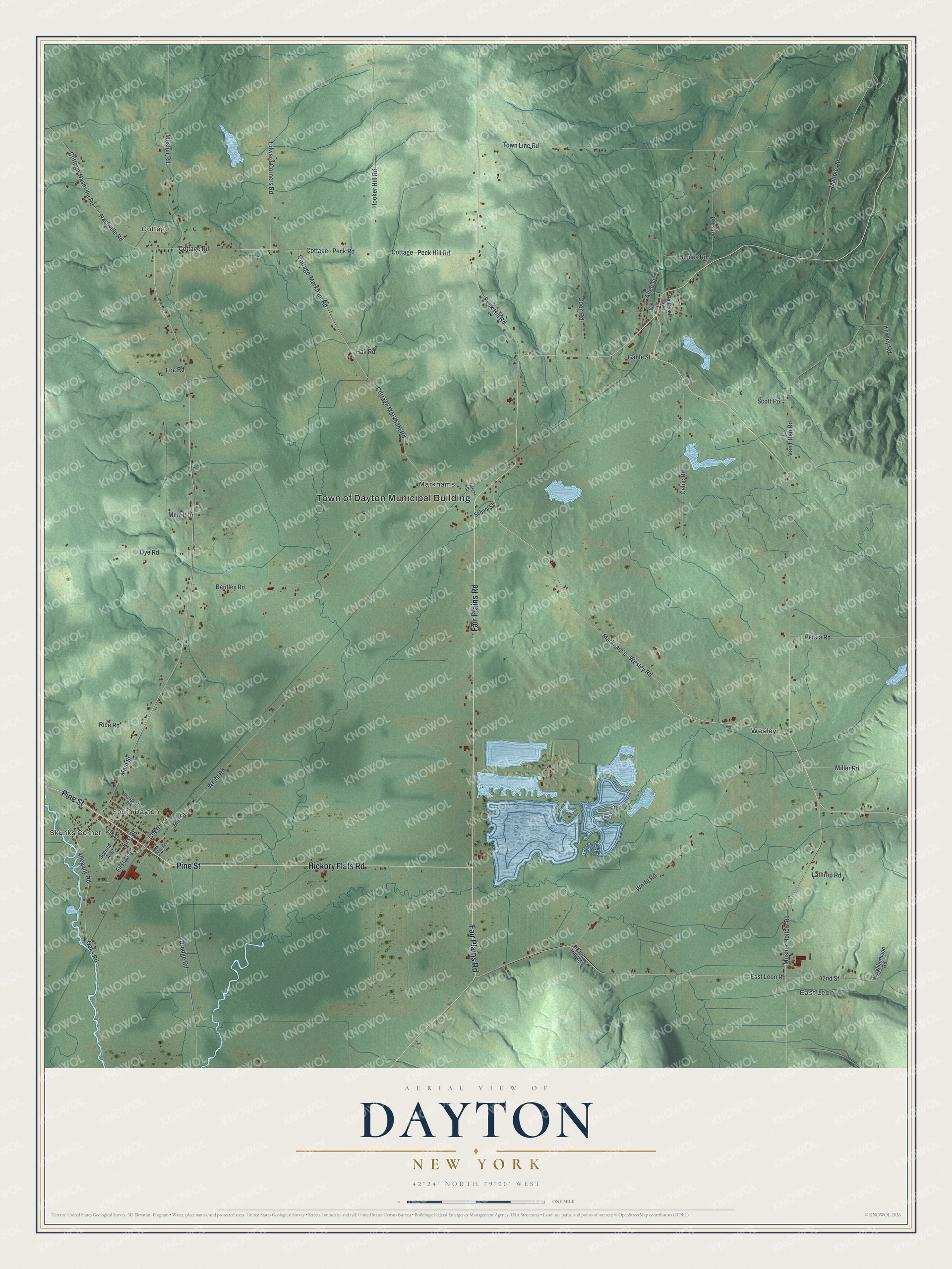 Watermarked full-map preview of Dayton, New York