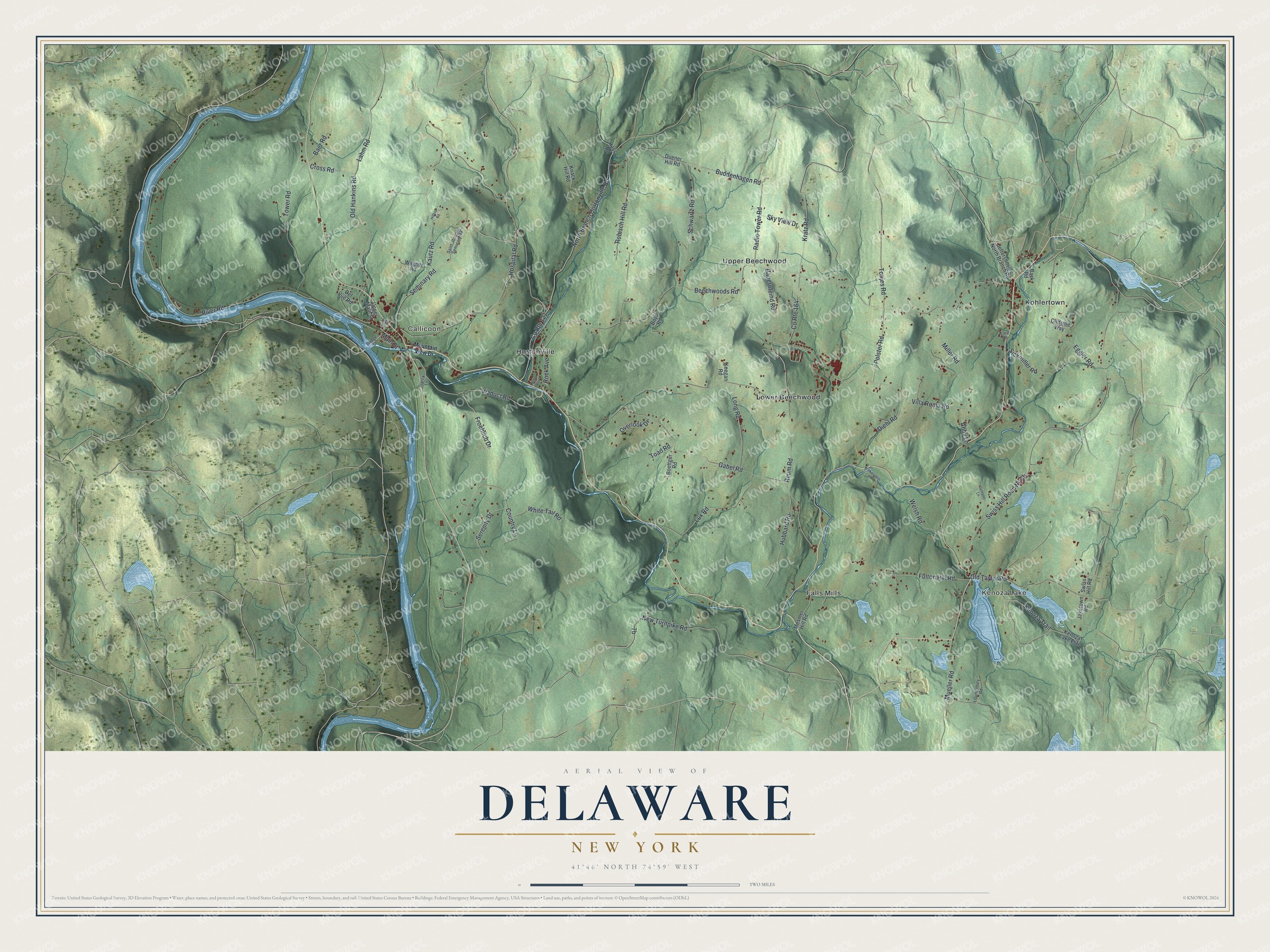 Watermarked full-map preview of Delaware, New York