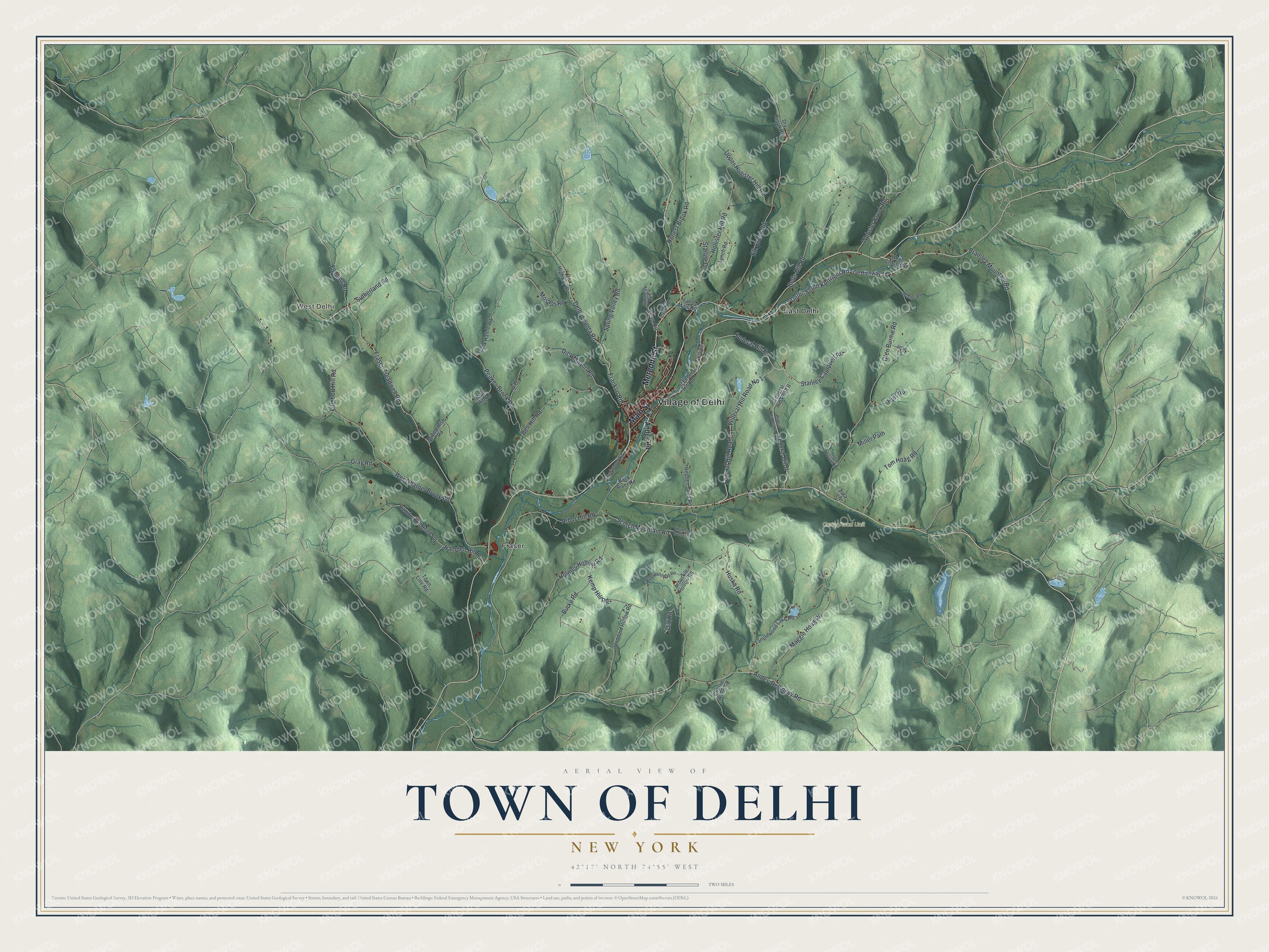 Watermarked full-map preview of Delhi, New York