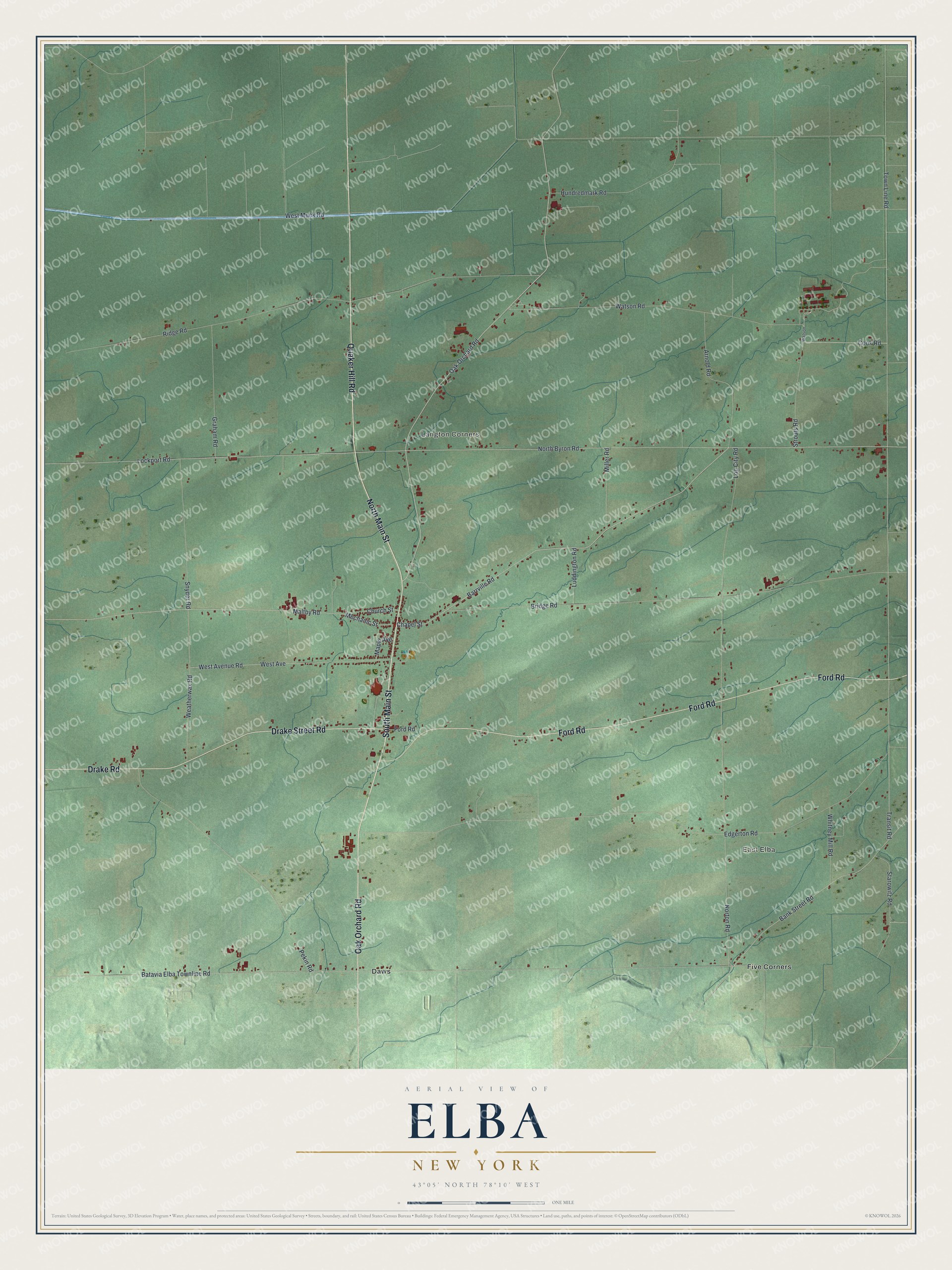 Watermarked full-map preview of Elba, New York